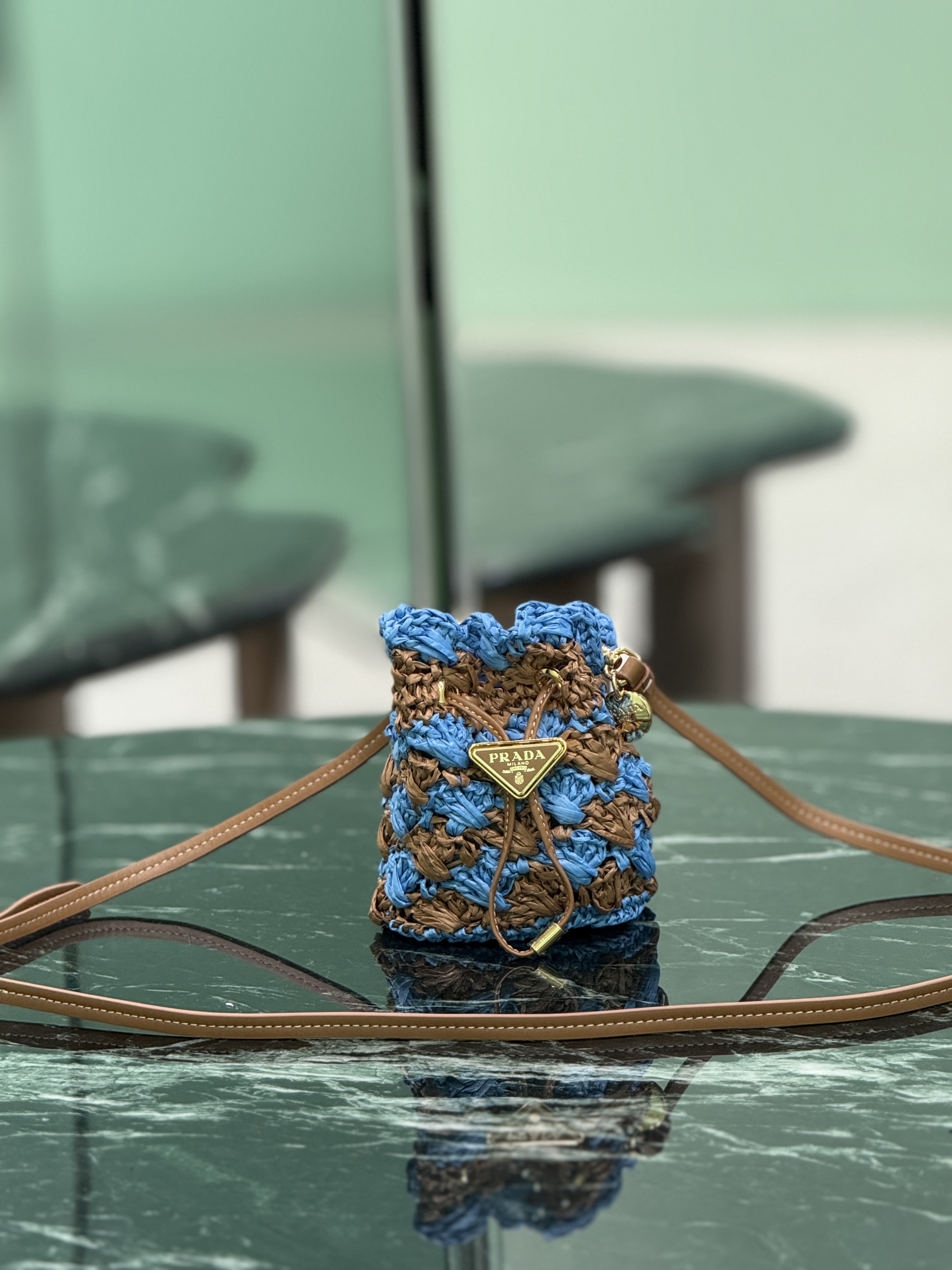 Prada Woven Mini Bucket Bag