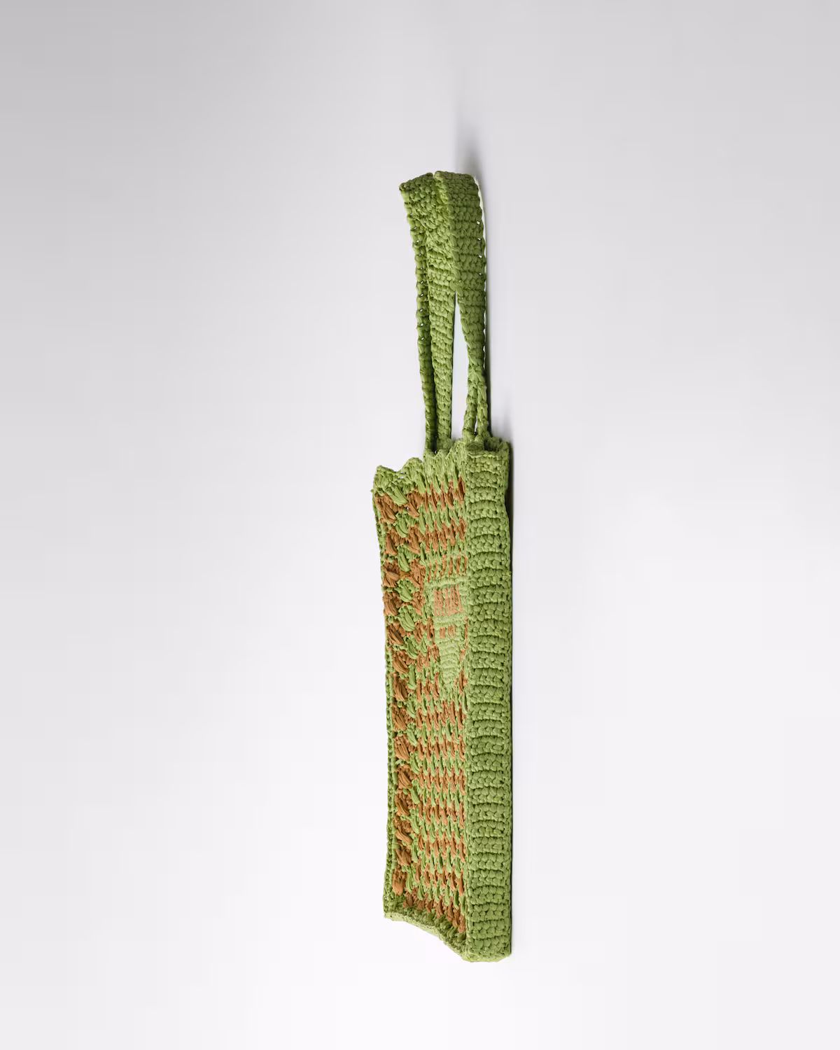 Prada Crochet tote bag-Lawn Green/Caramel