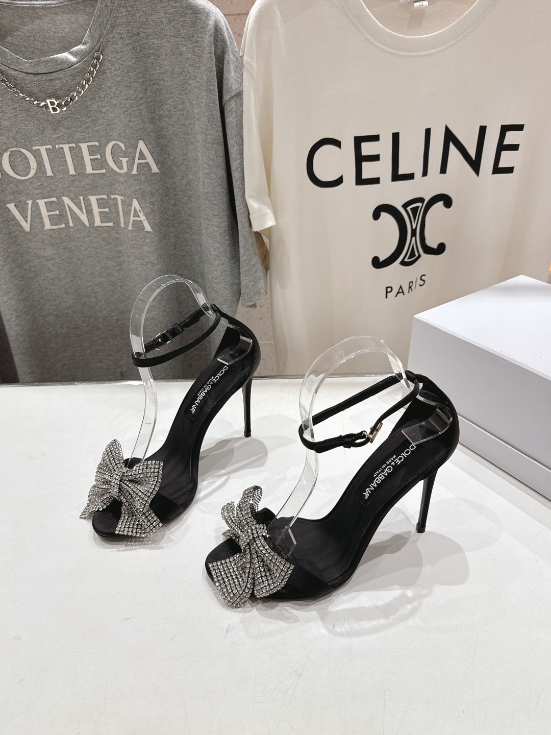 DOLCE&GABBANA Crystal-embellished satin pumps