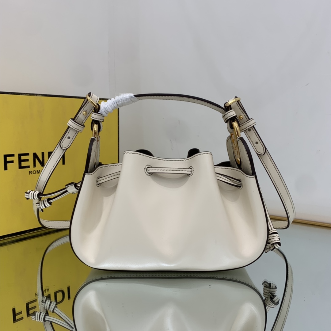 FENDI-White FF Fabric Mini Bag