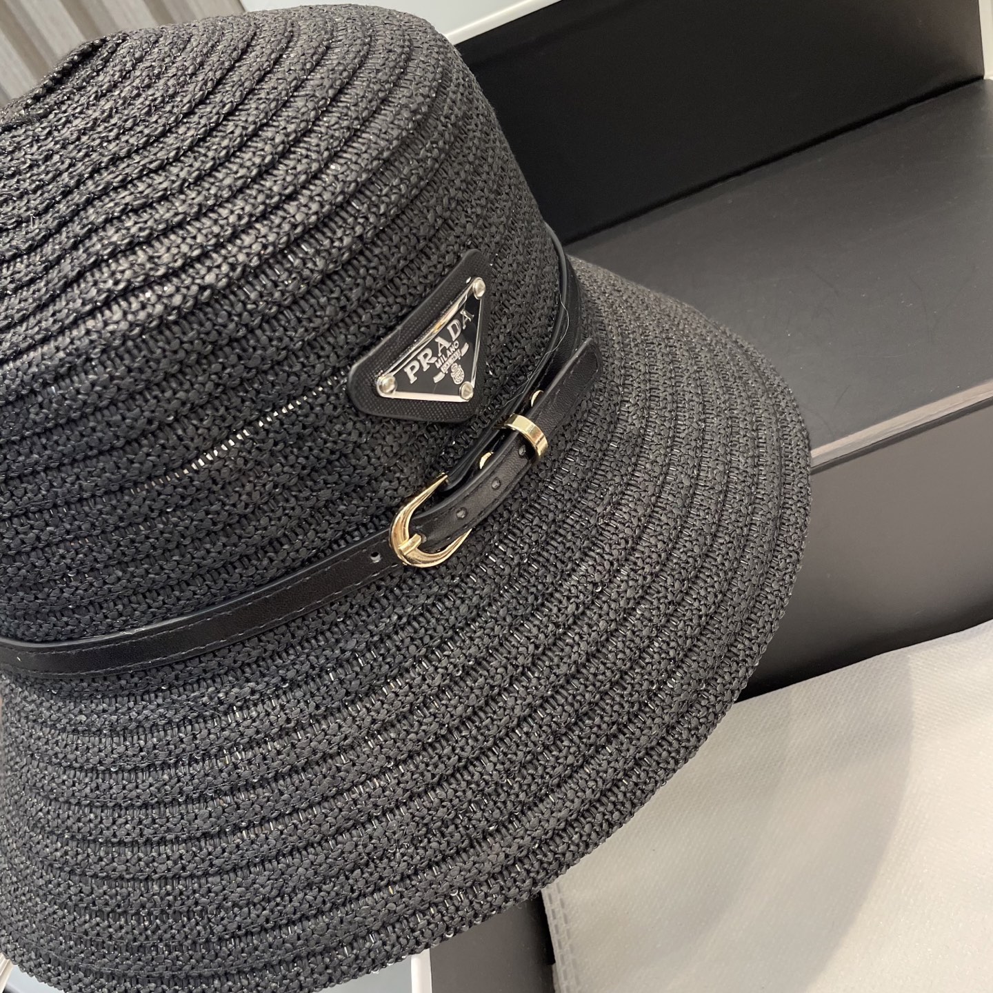 Prada Crochet Raffia Hat