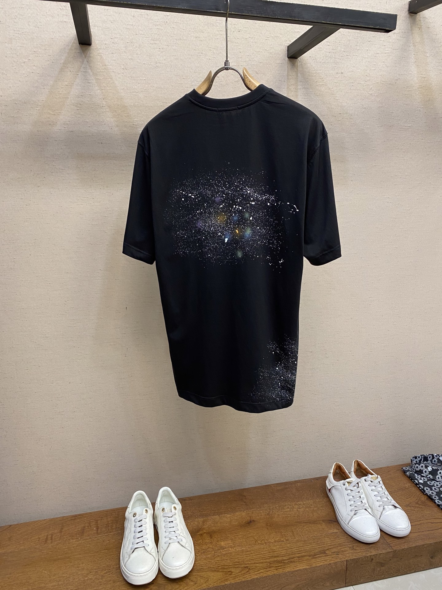 Printed Balmain Universe logo and stars T-shirt