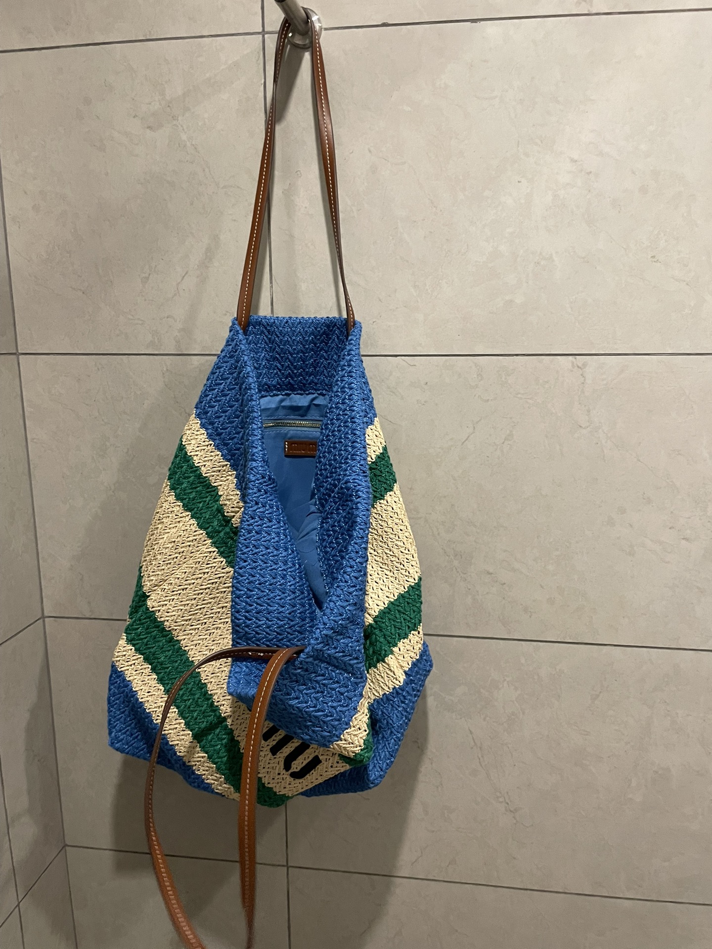 Miu Miu-Raffia woven tote bag