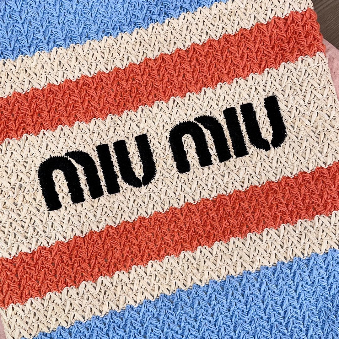 Miu Miu-Raffia woven tote bag-5BG248