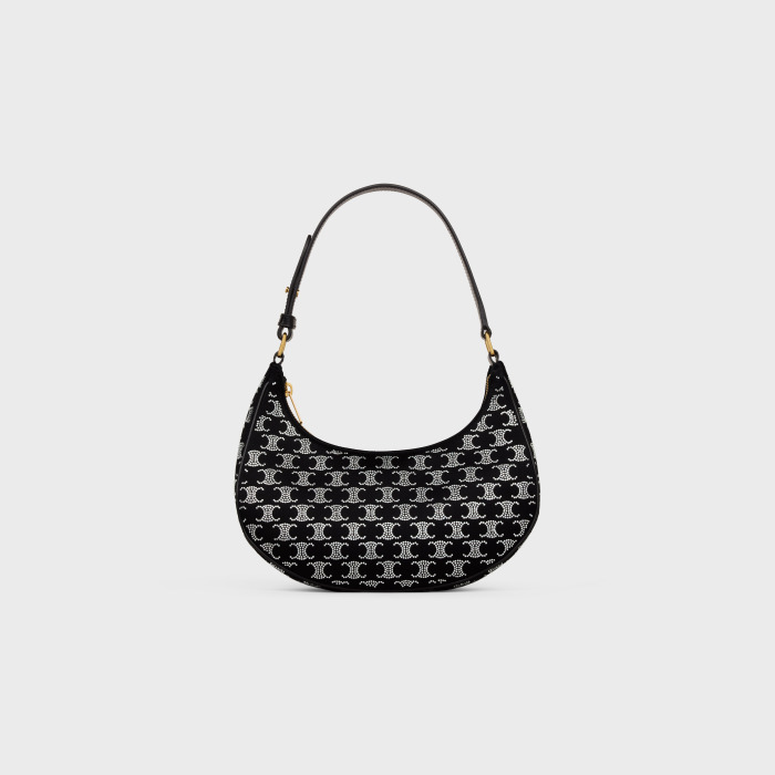 AVA BAG IN SATIN WITH TRIOMPHE STRASS BLACK