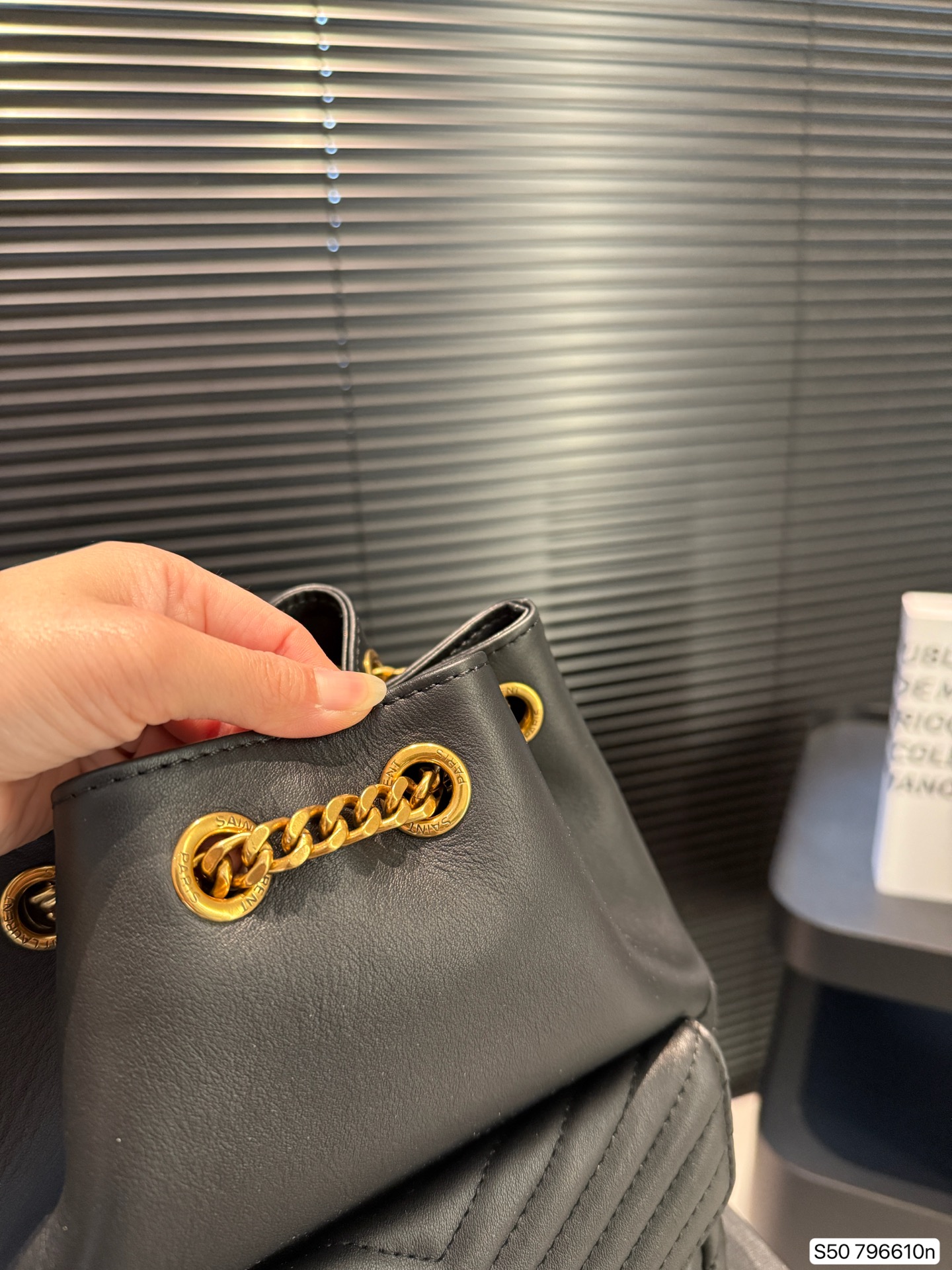 SAINT LAURENT Monogram mini leather bucket bag