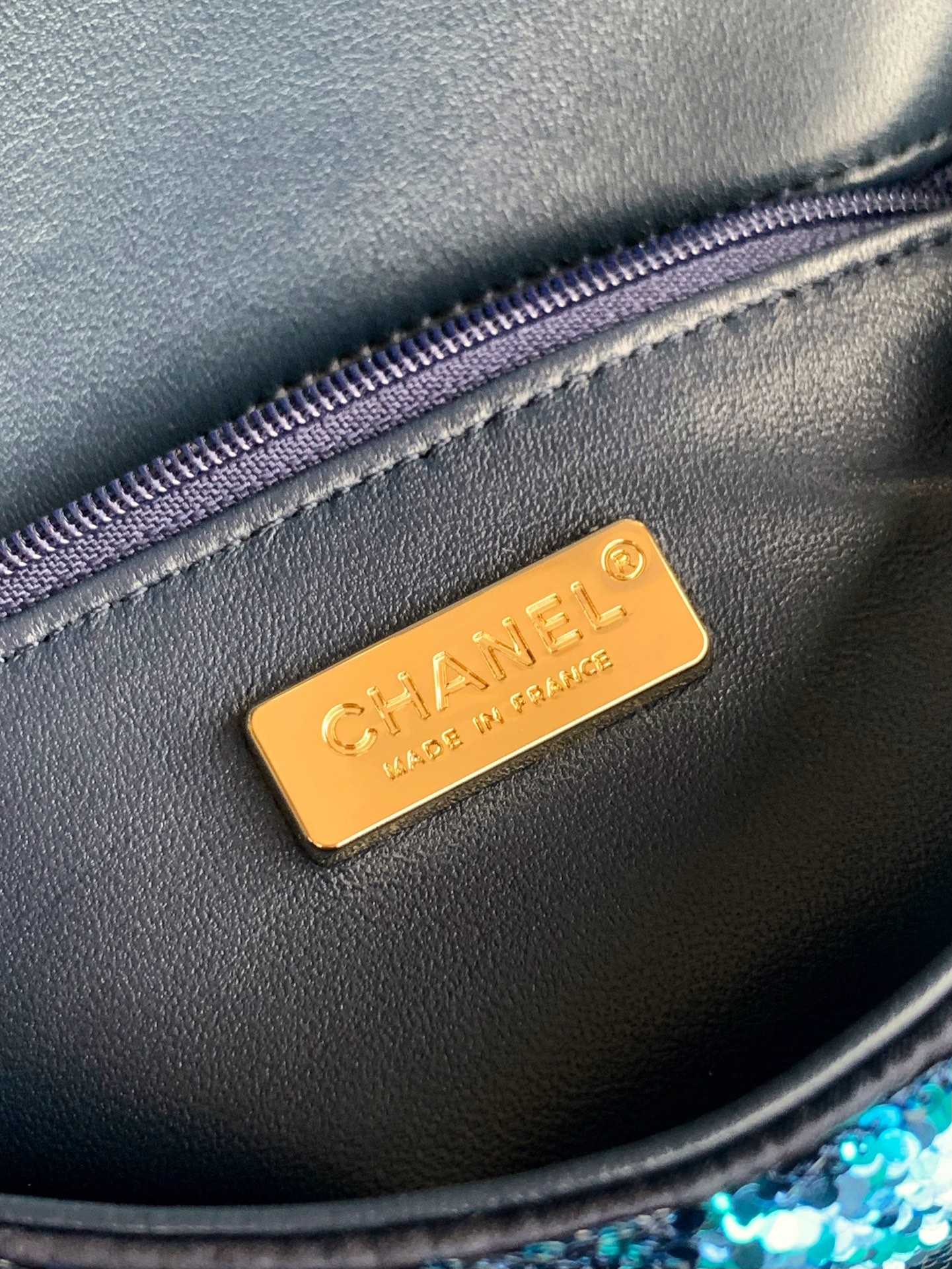 Chanel Shaded Sequins Mini Flap Light Green Dark Brown White Blue