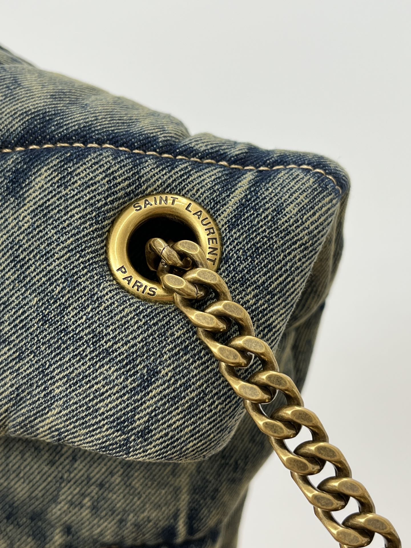 Saint Laurent Loulou Puffer Denim Shoulder Bag