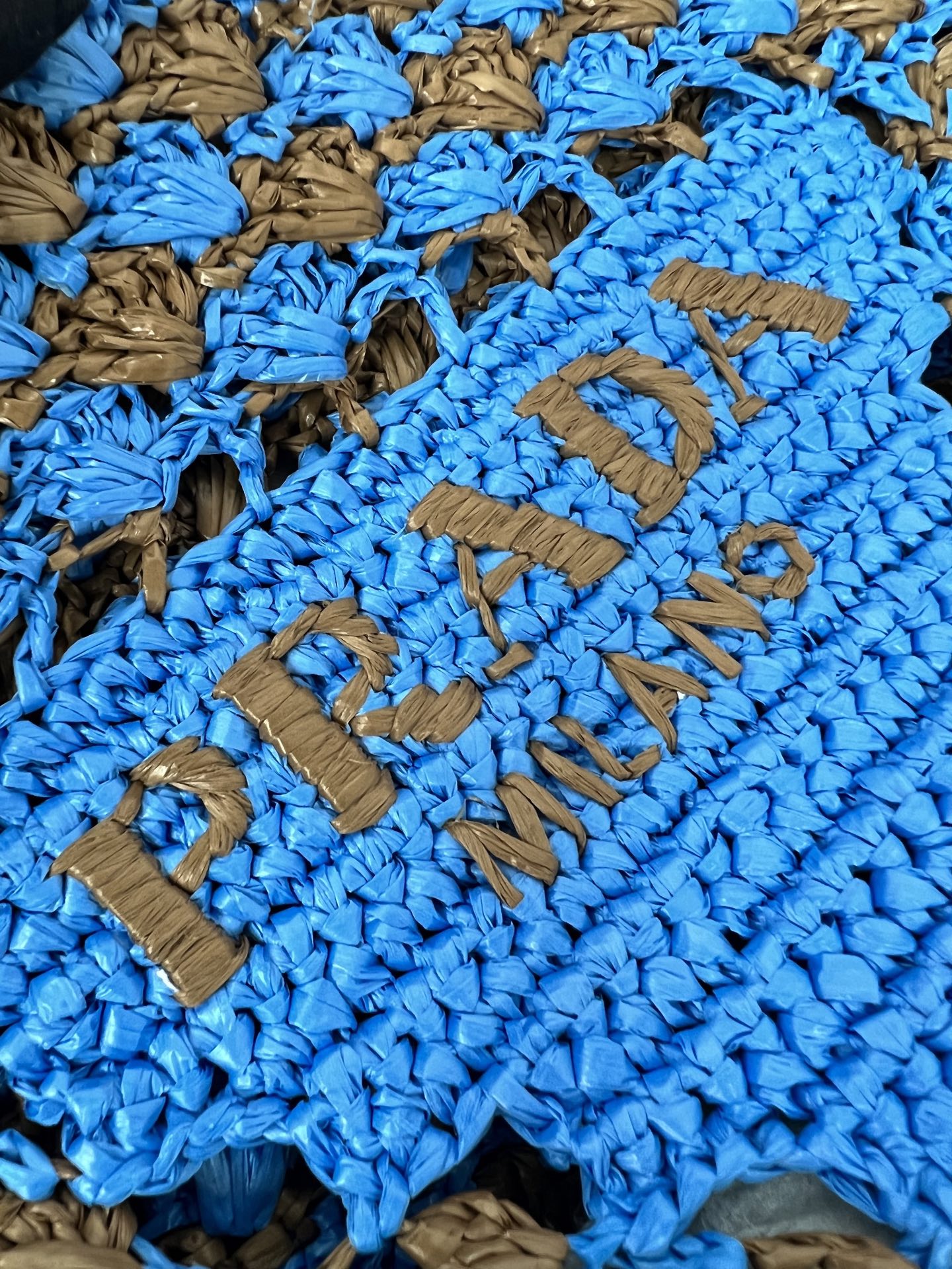 Prada Crochet tote bag-Celeste/Caramel