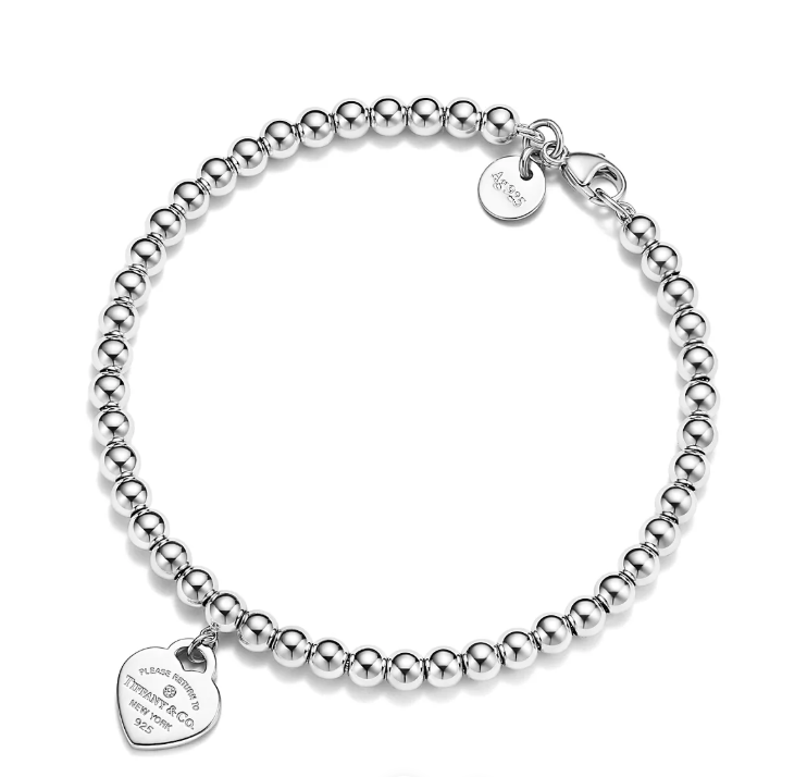 Tiffany Bead Bracelet in Silver, Tiffany Blue® with a Diamond, 4 mm