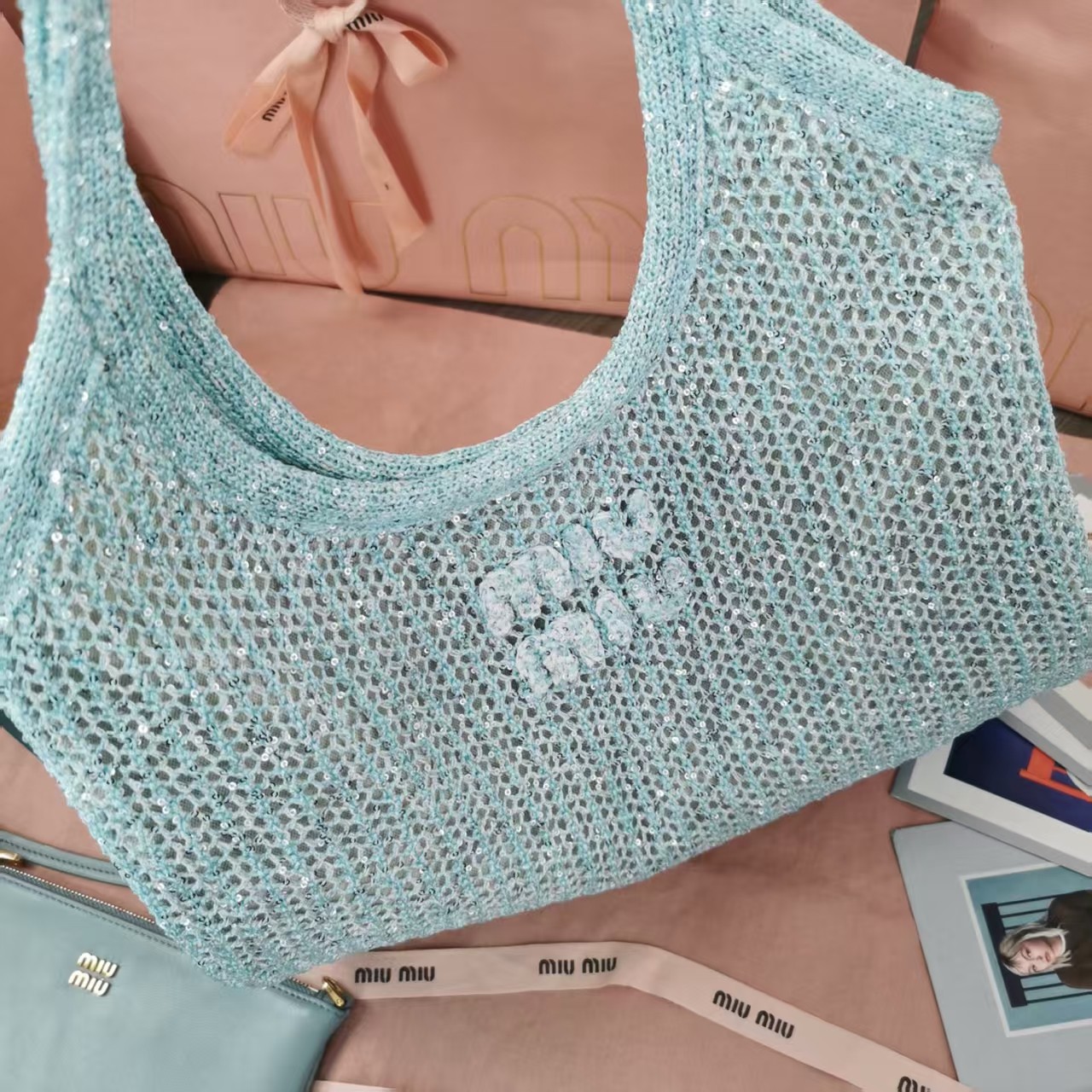 MIUMIU-IVY sequin mesh bag