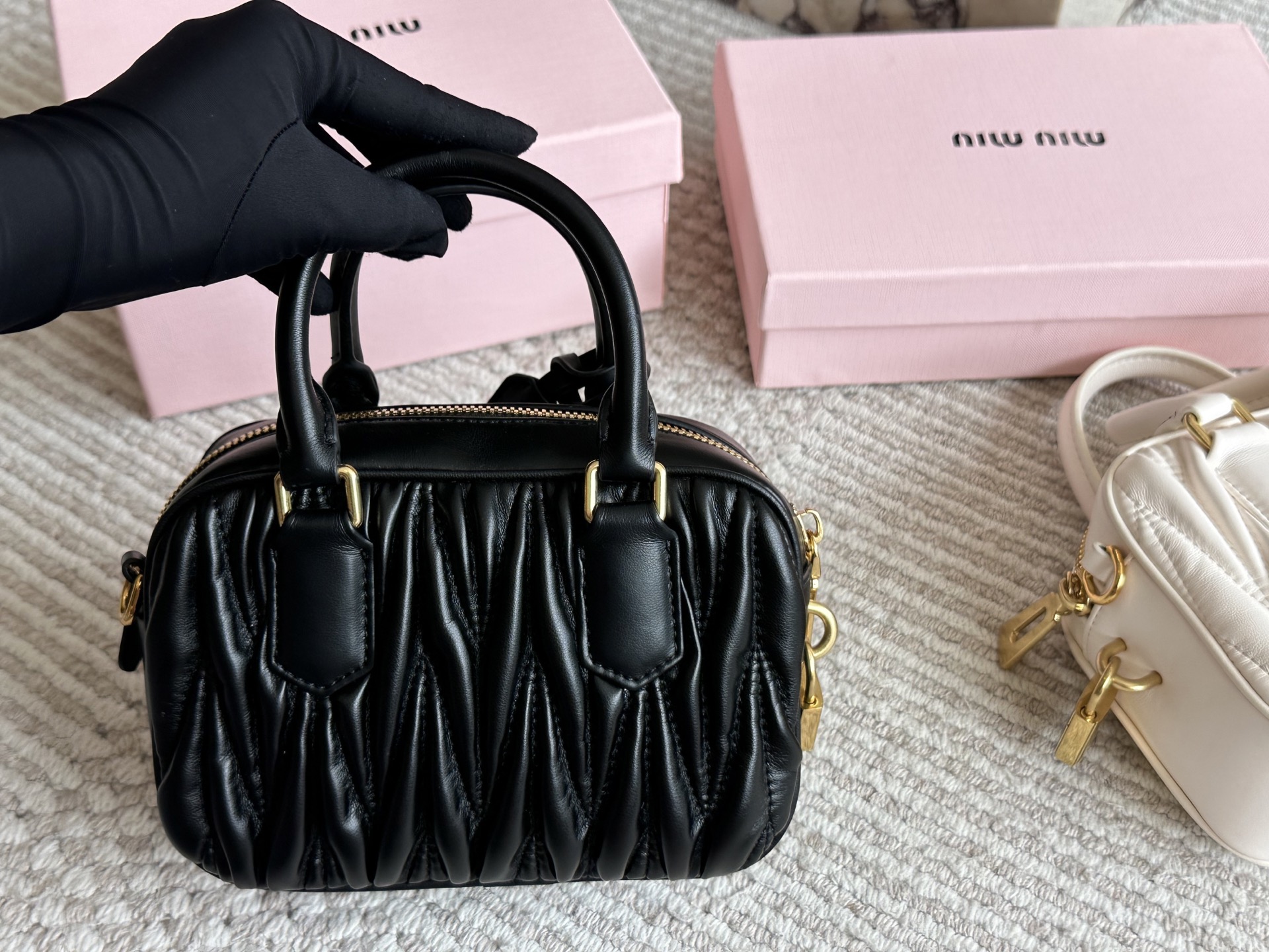 Miu Miu Matelassé nappa leather top-handle bag