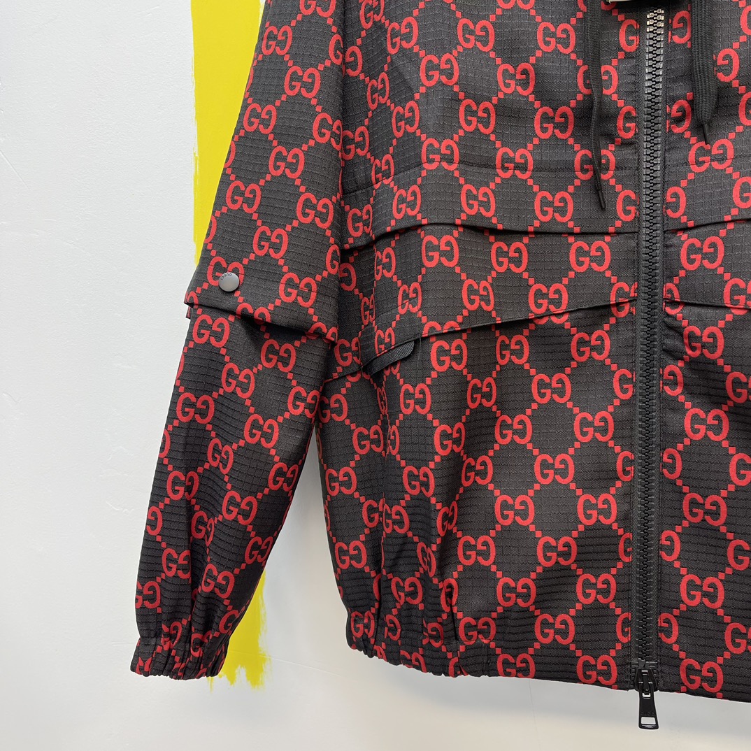 GG Nylon checked jacket with removable sleeves