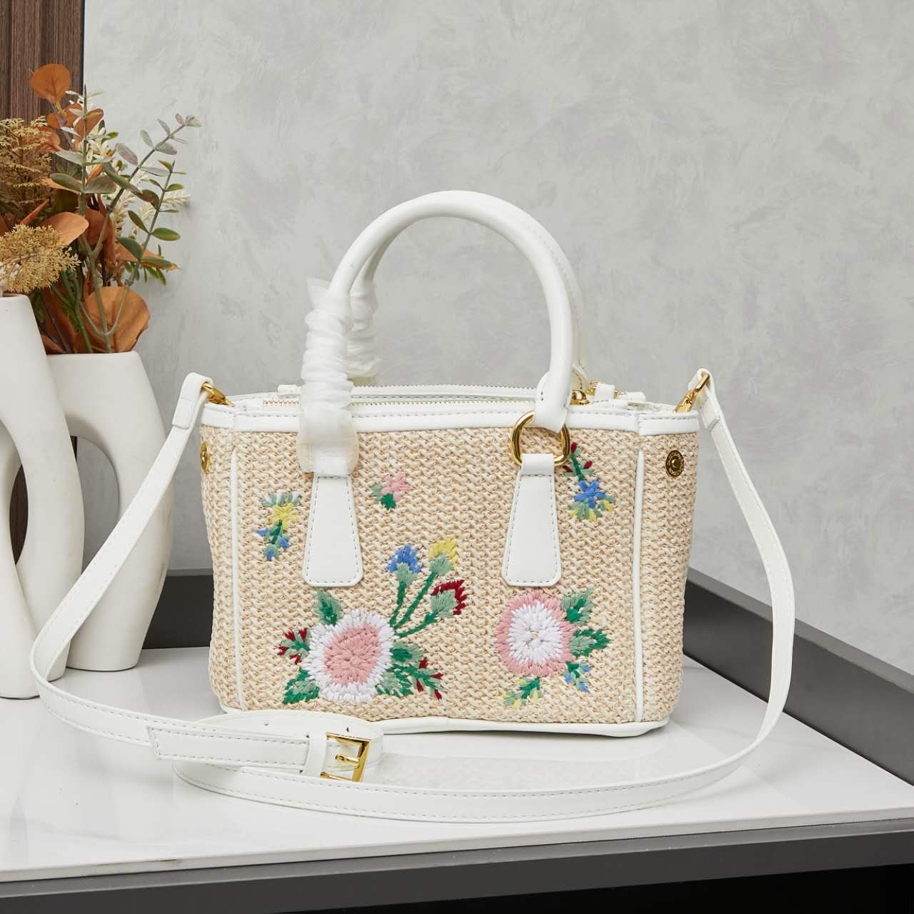 Prada stunning straw bag