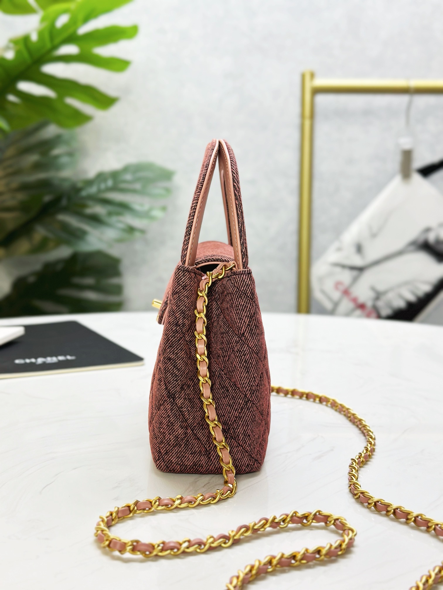 CHANEL 24A rust red denim Kelly