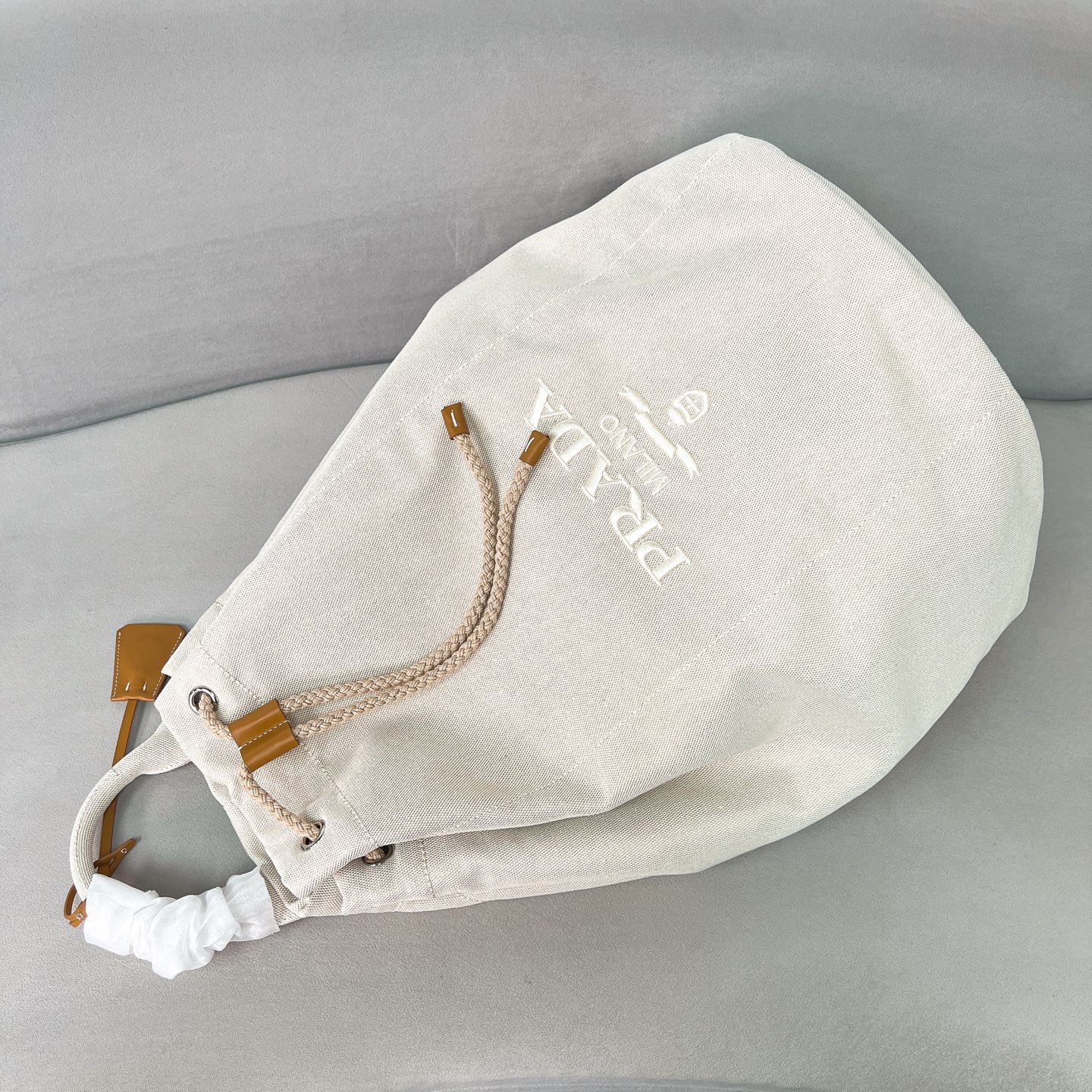 Prada Linen blend drawstring duffel bag