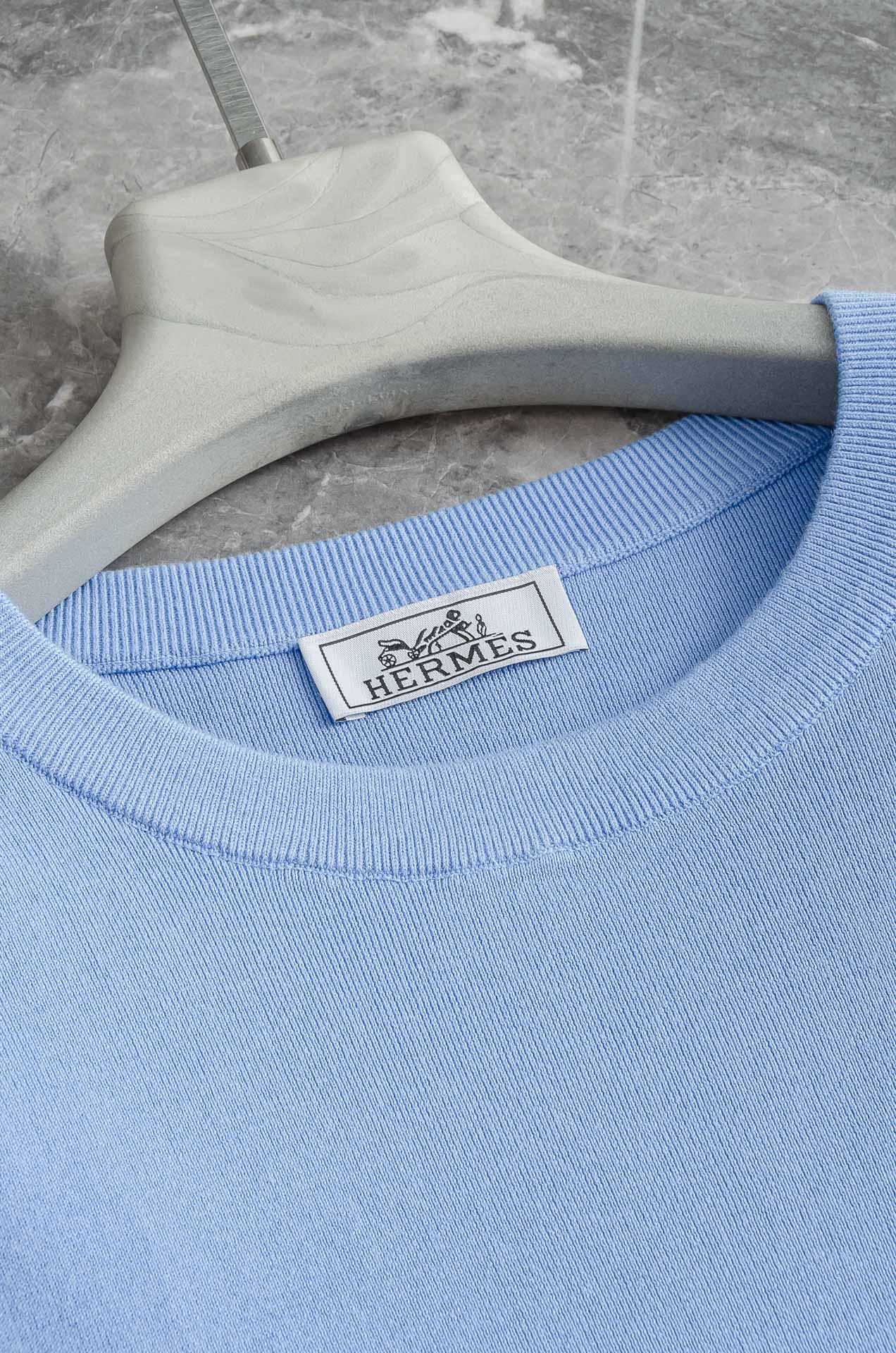 Hermès Premium Knitted Crew Neck T-Shirt