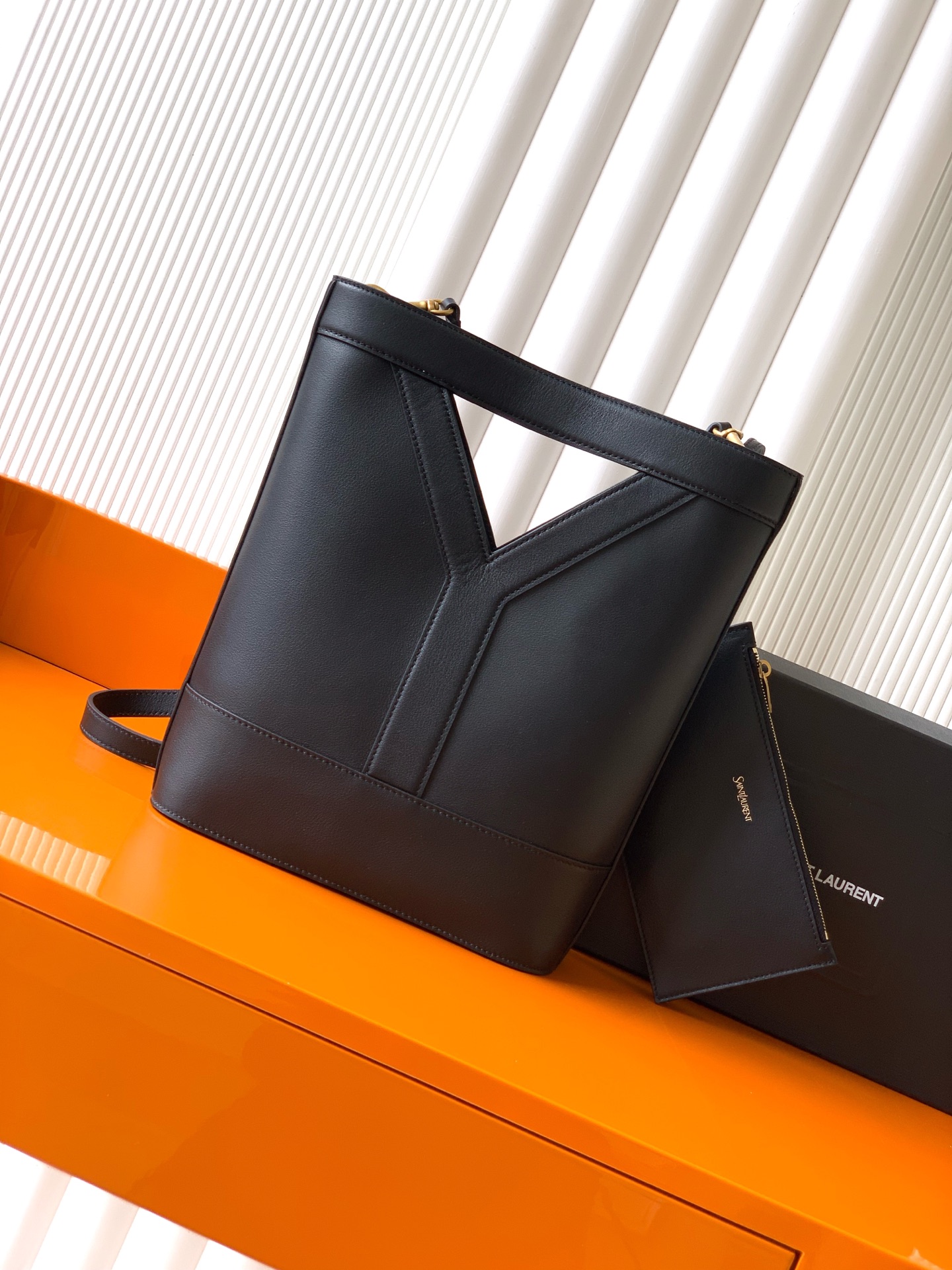 YSL Y small bucket in leather