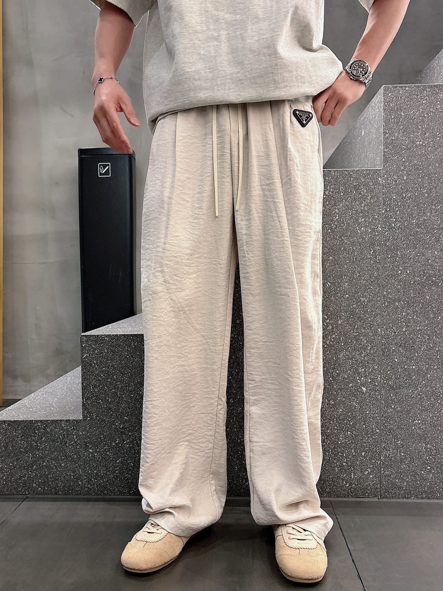 Prada Premium Non-Iron Soft Tencel Casual Pants