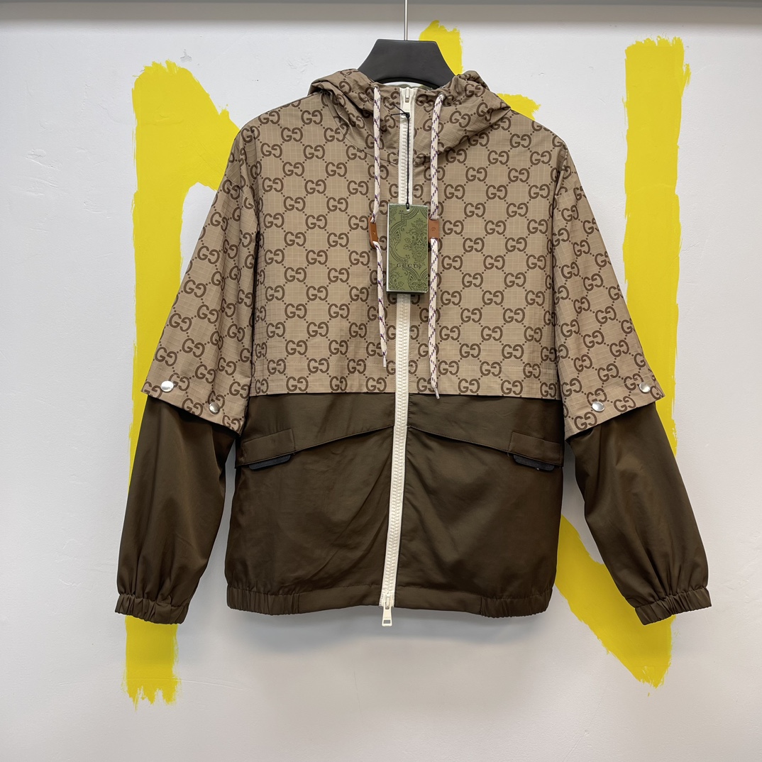 GU jacquard zipper sleeve detachable jacket