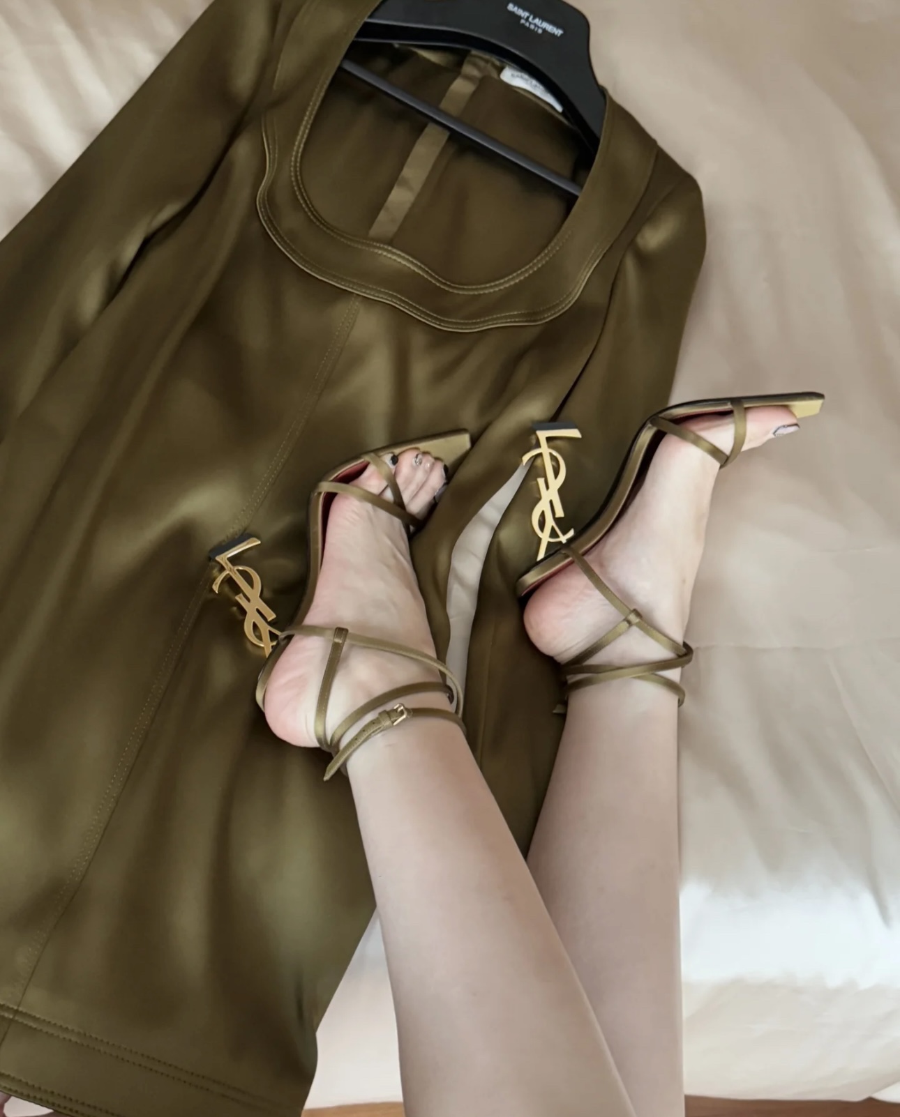 YSL Heel Logo Sandals