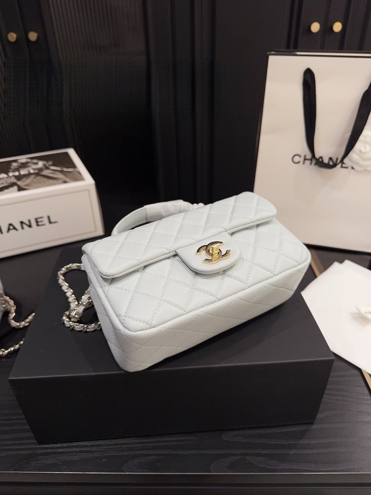 CHANEL 24P Classic Flap Bag Misty Blue