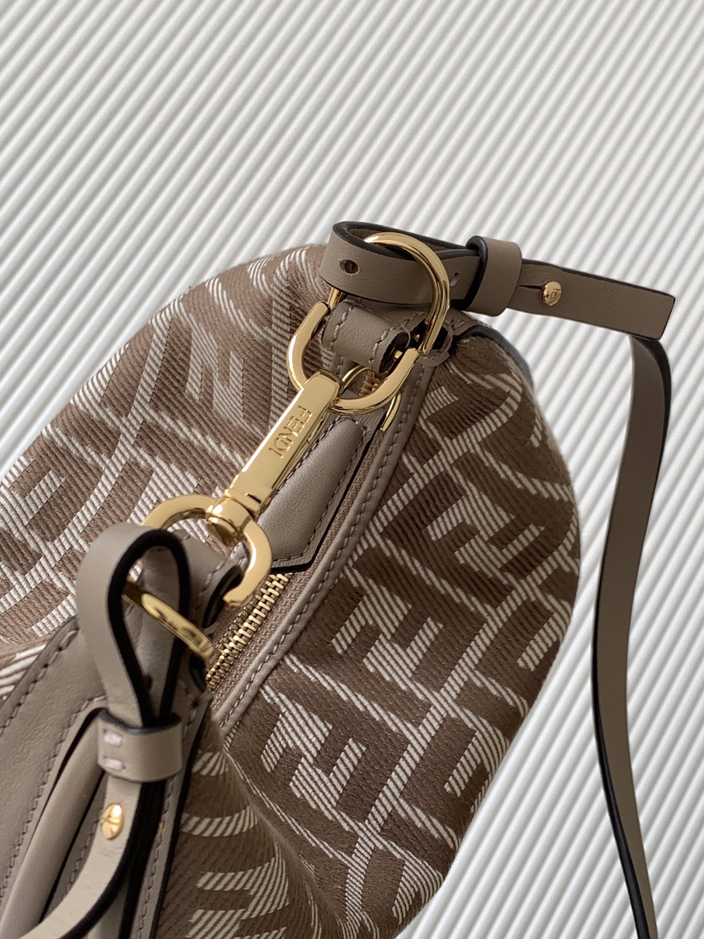 Fendigraphy Mini Dove grey denim-effect FF jacquard mini-bag