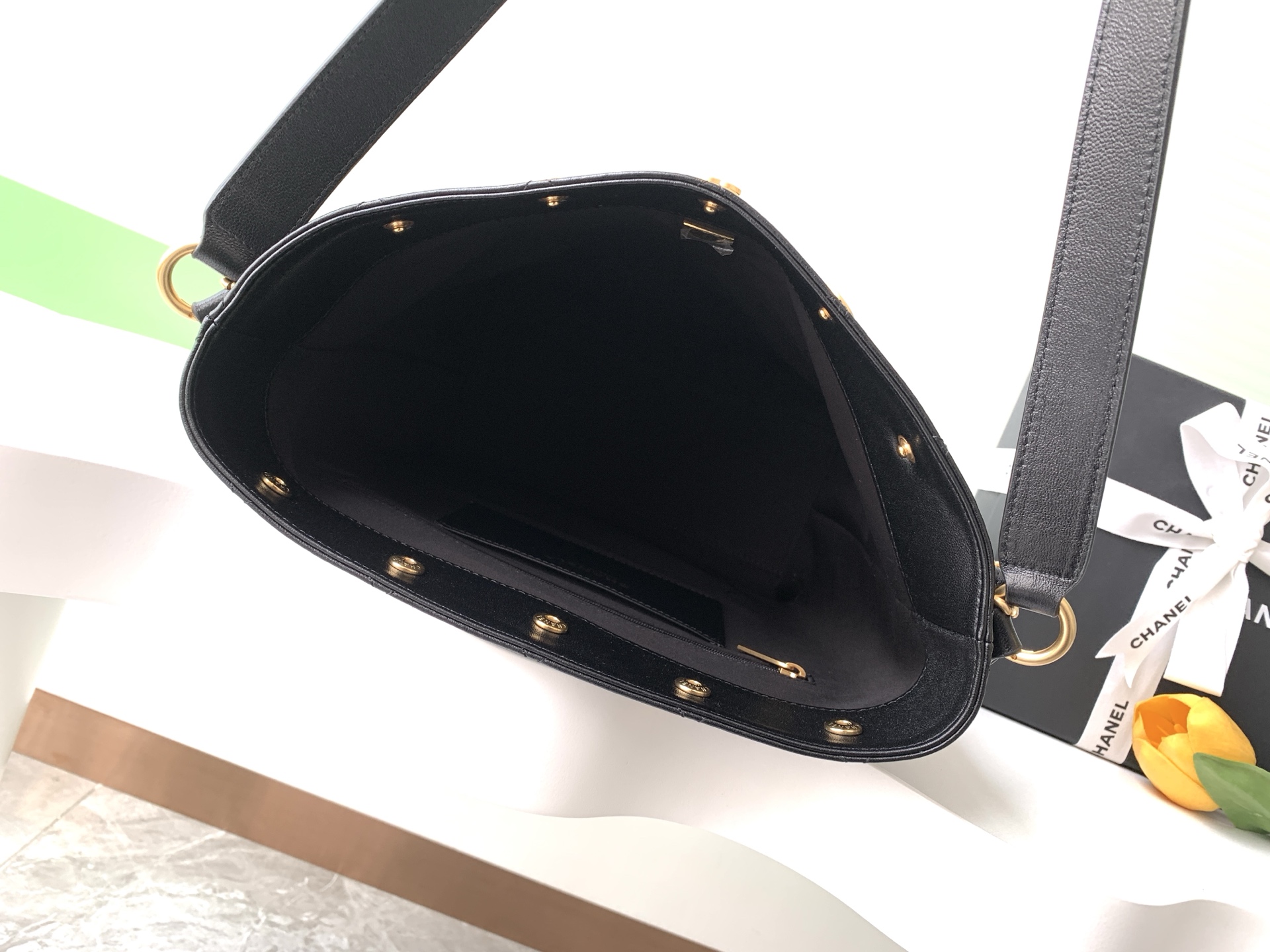 Chanel 25P Studded Bucket Bag