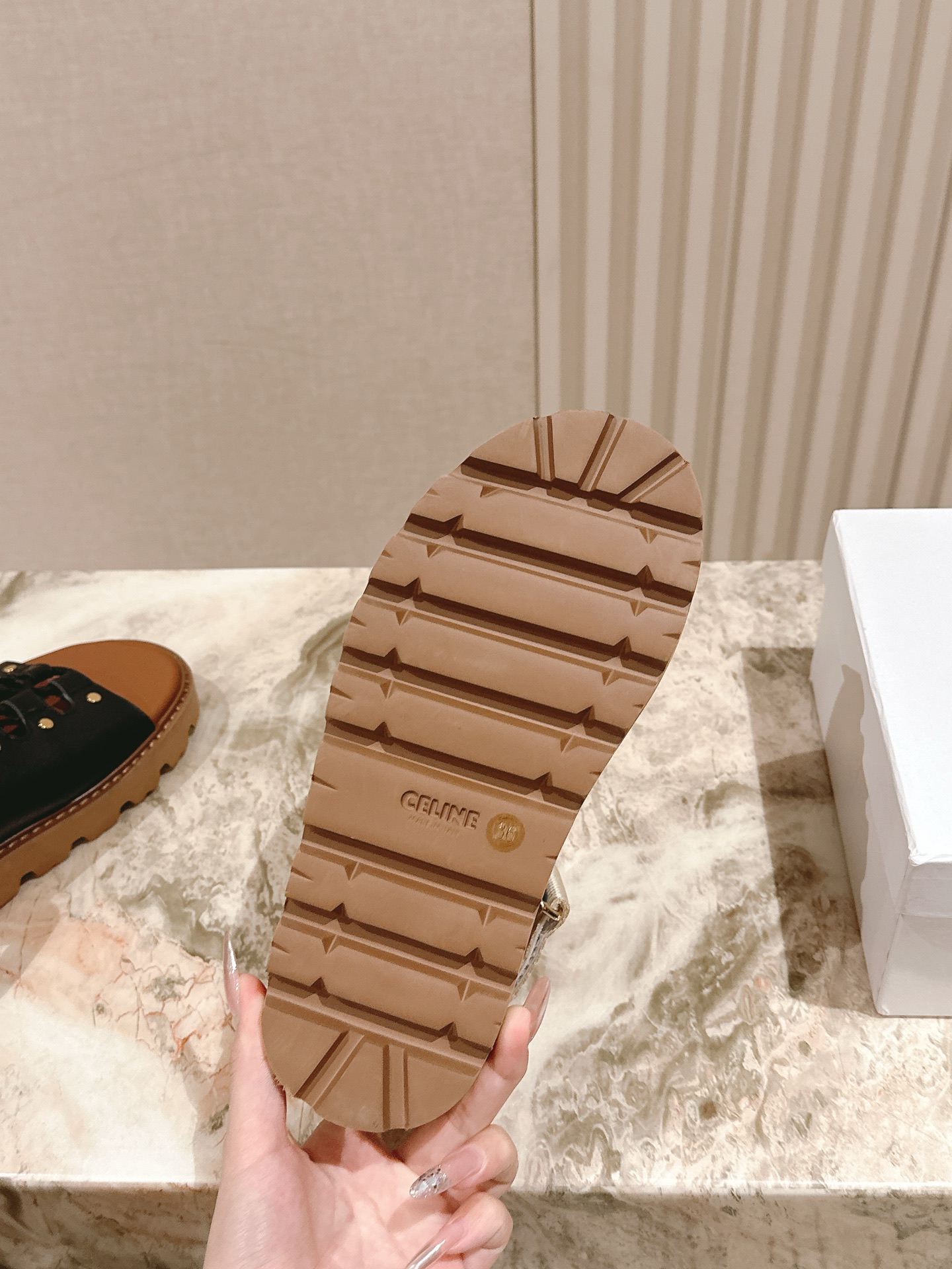 CELINE Triomphe British-Style Roman Flat Sandals & Slides Series