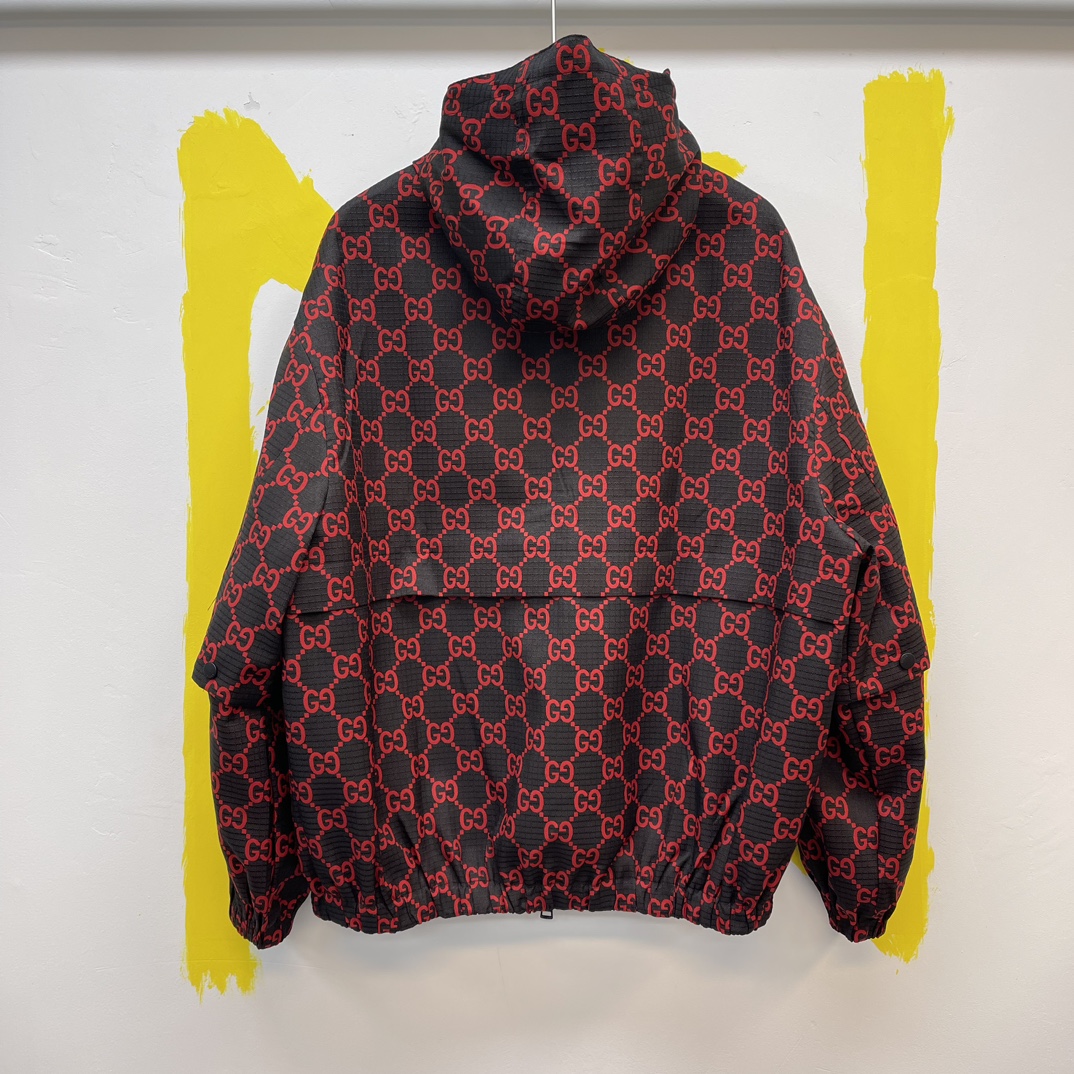 GG Nylon checked jacket with removable sleeves