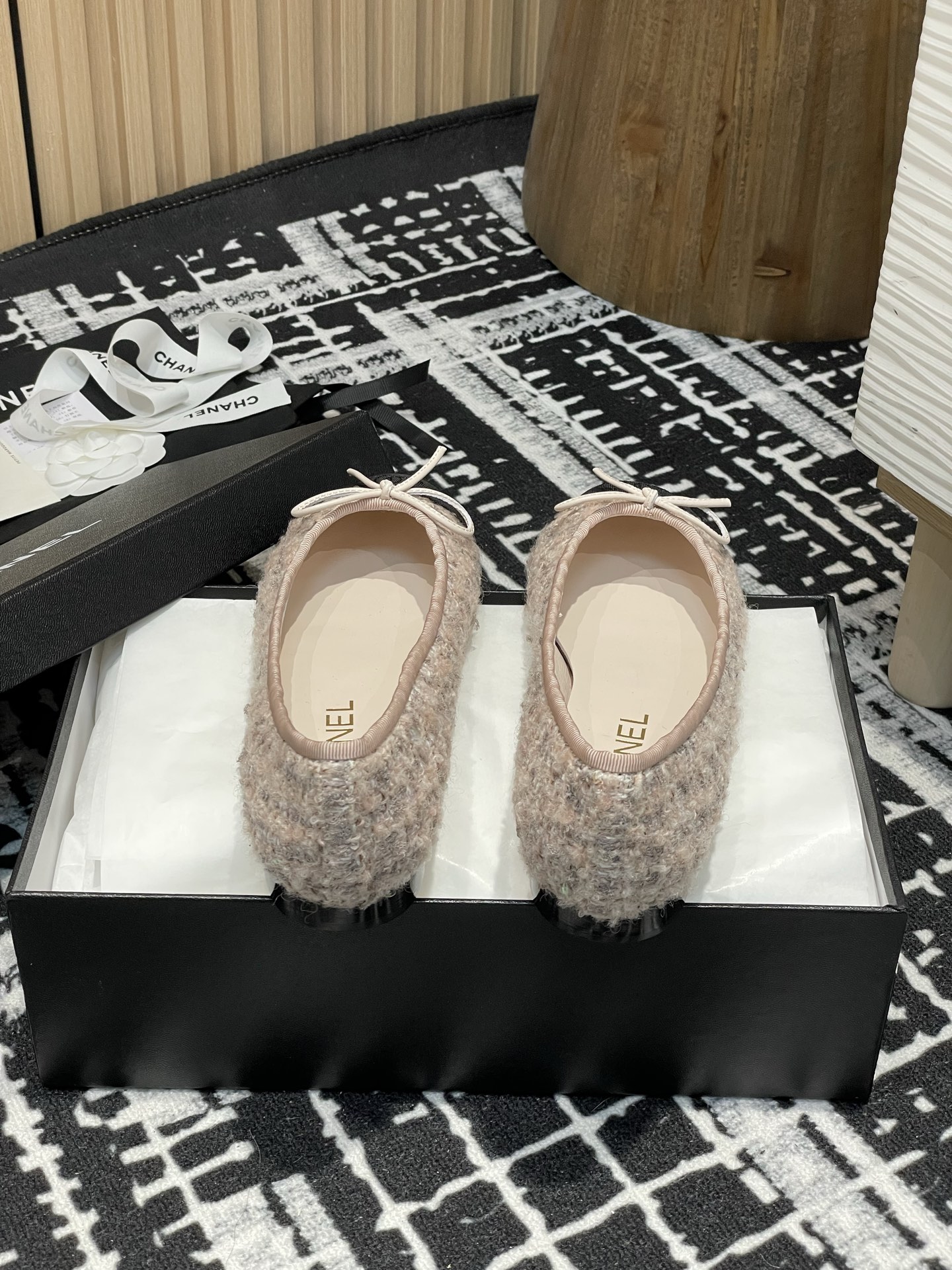 Chanel bow ballet flat shoes