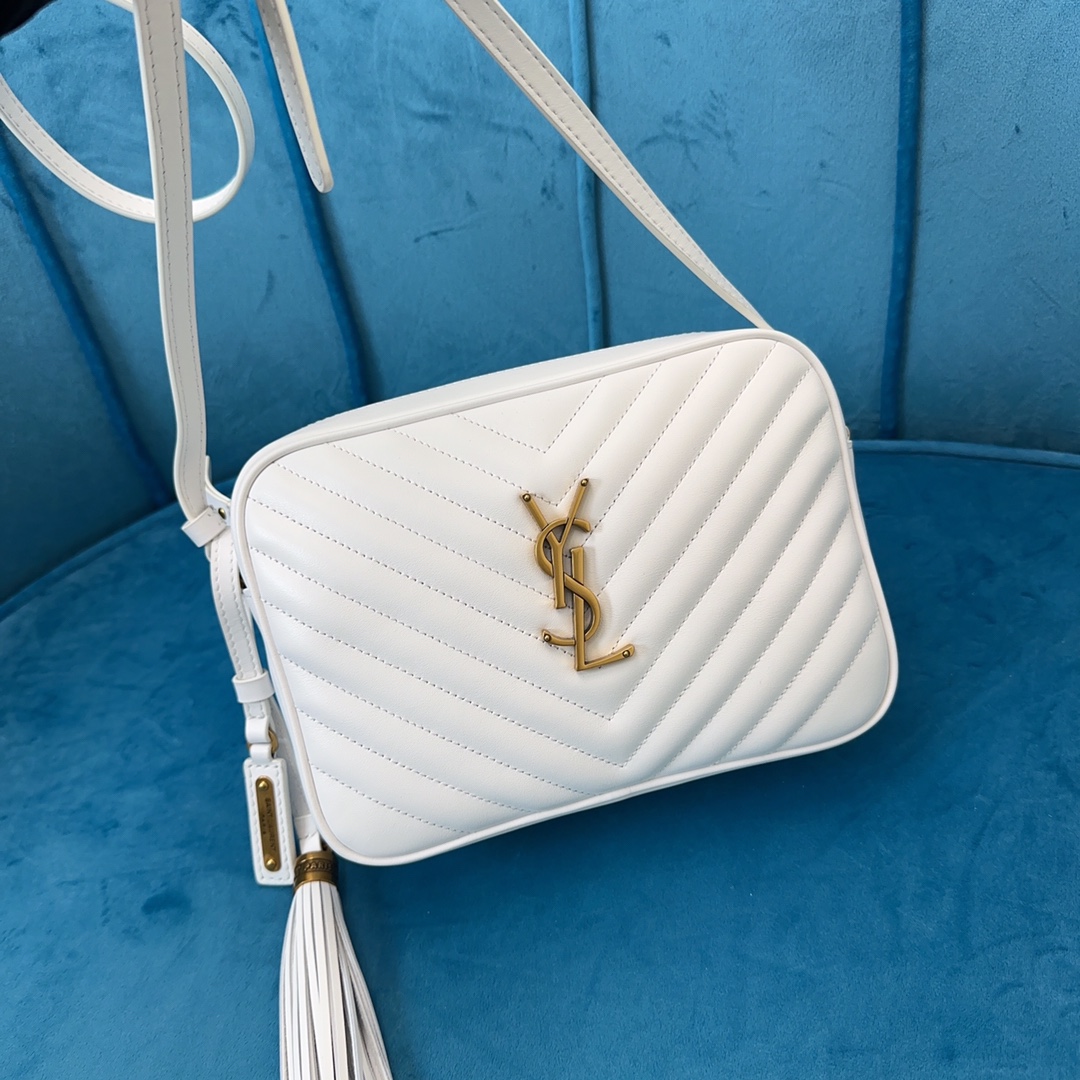 LOU quilted leather camera Bag MONOGRAM SAINT LAURENT Shoulder Bag-white