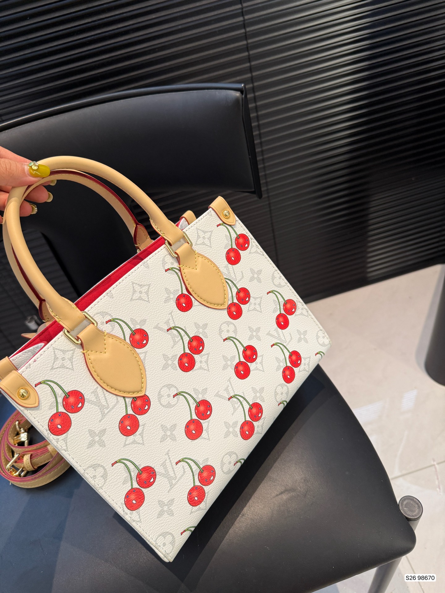 LV White Cherry Tote Bag