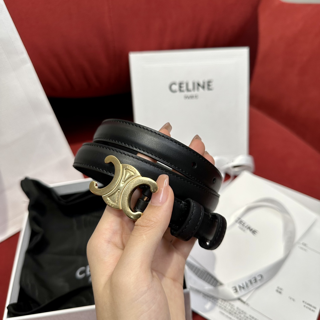 Celine- Triomphe Belt in Taurillon Leather