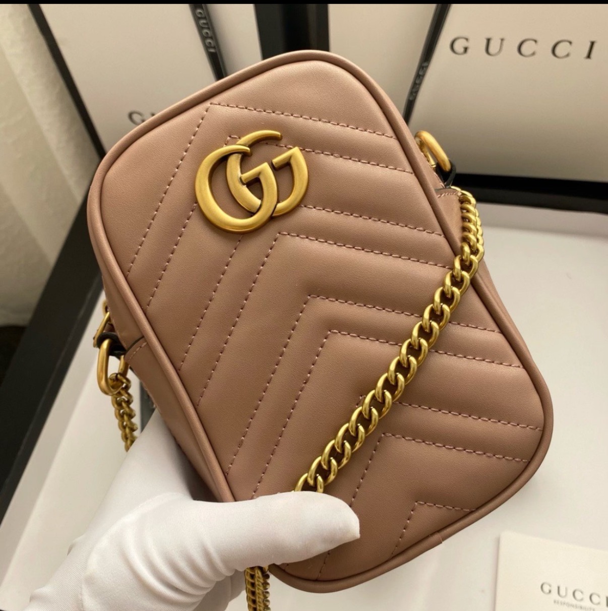 GUCCI GG Marmont mini quilted leather pouch
