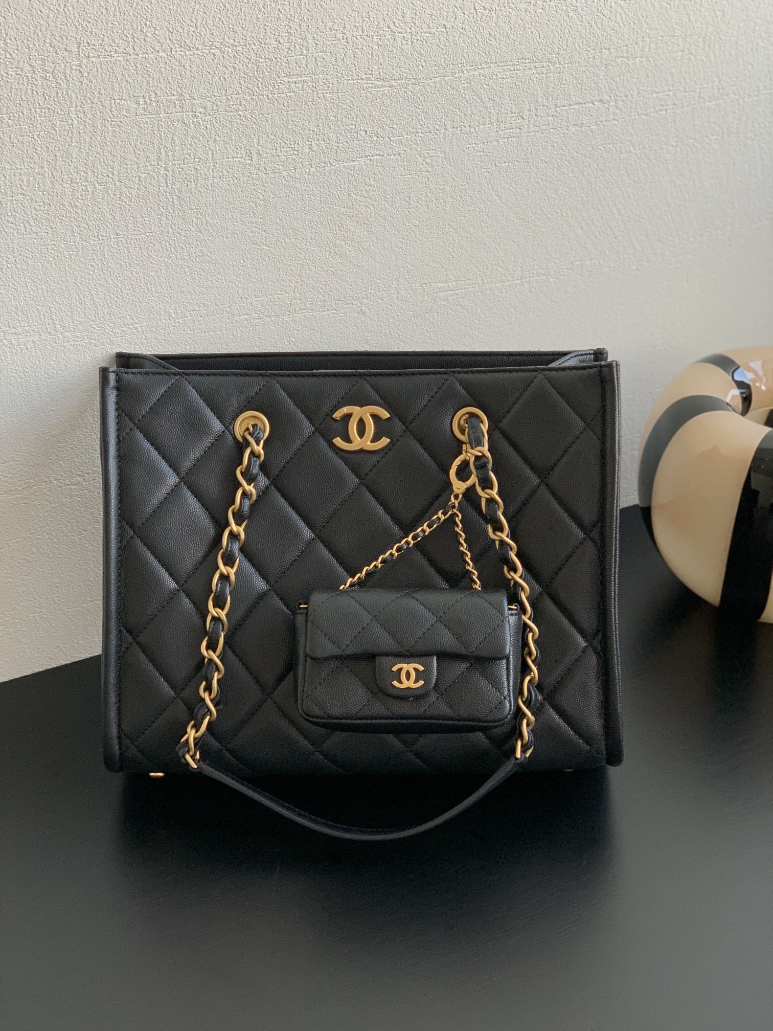 Chanel-24A Two-in-One Letter Tote Bag in Black