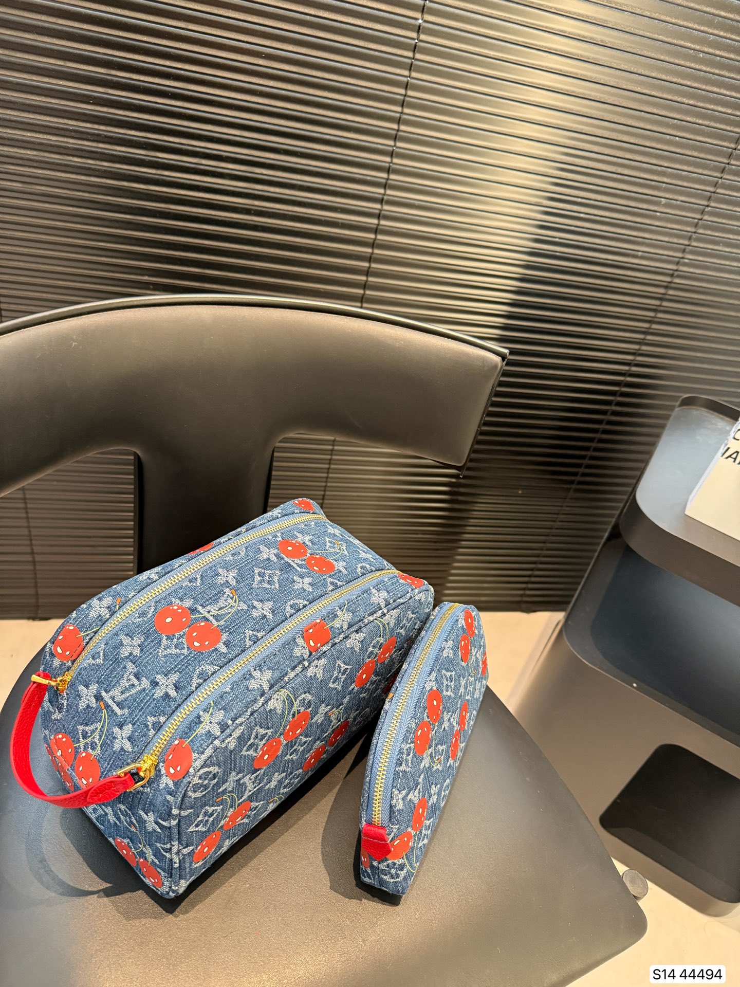 LV Denim Cherry Cosmetic Bag