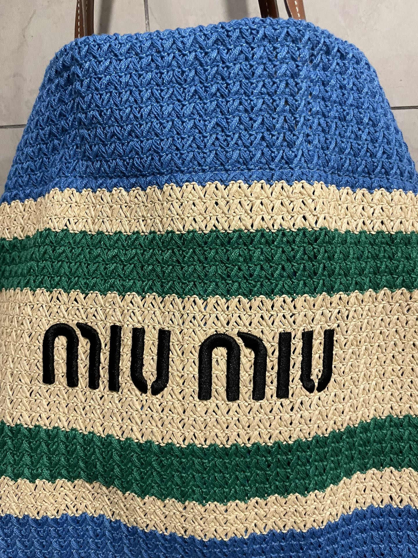 Miu Miu-Raffia woven tote bag