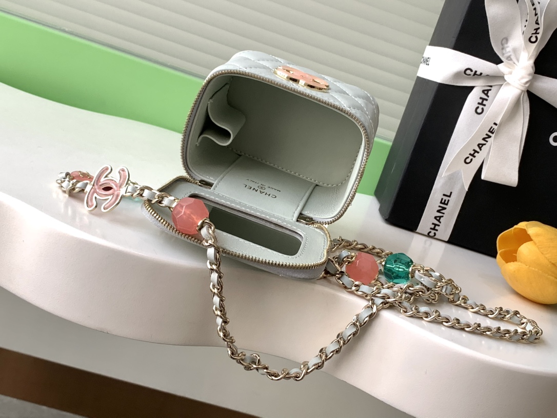 chanel enamel button love makeup small lipstick box