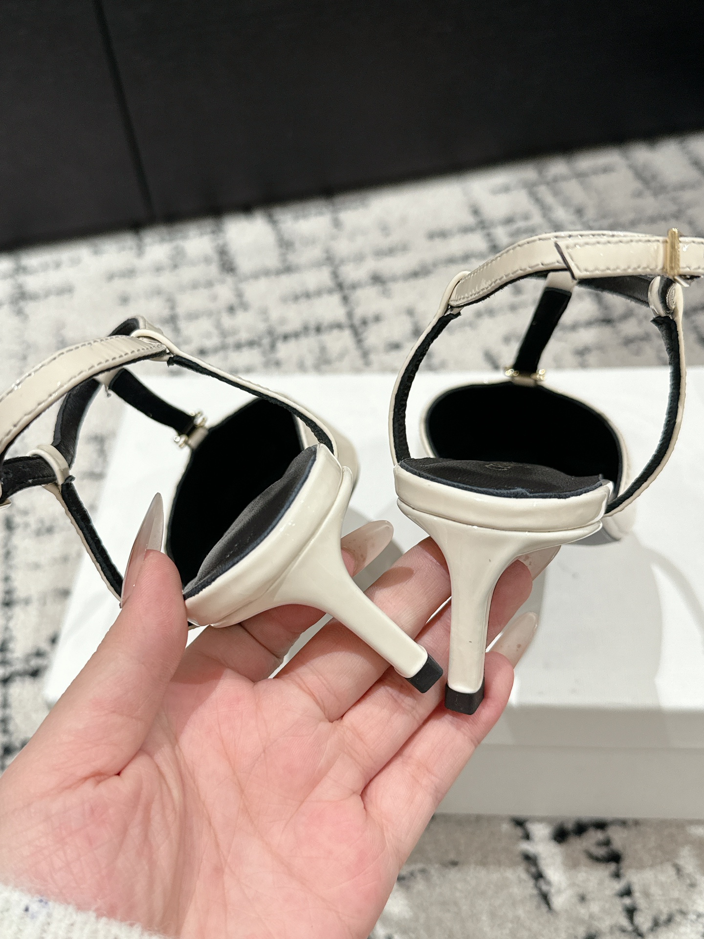 Celine Triomphe Pointed-Toe Kitten Heel Sandals