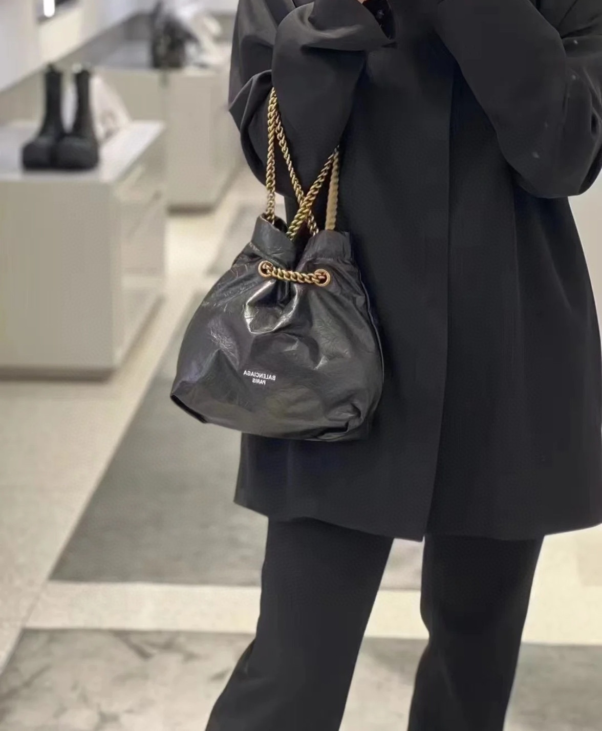 Balenciaga Crush Small Tote Bag in Black