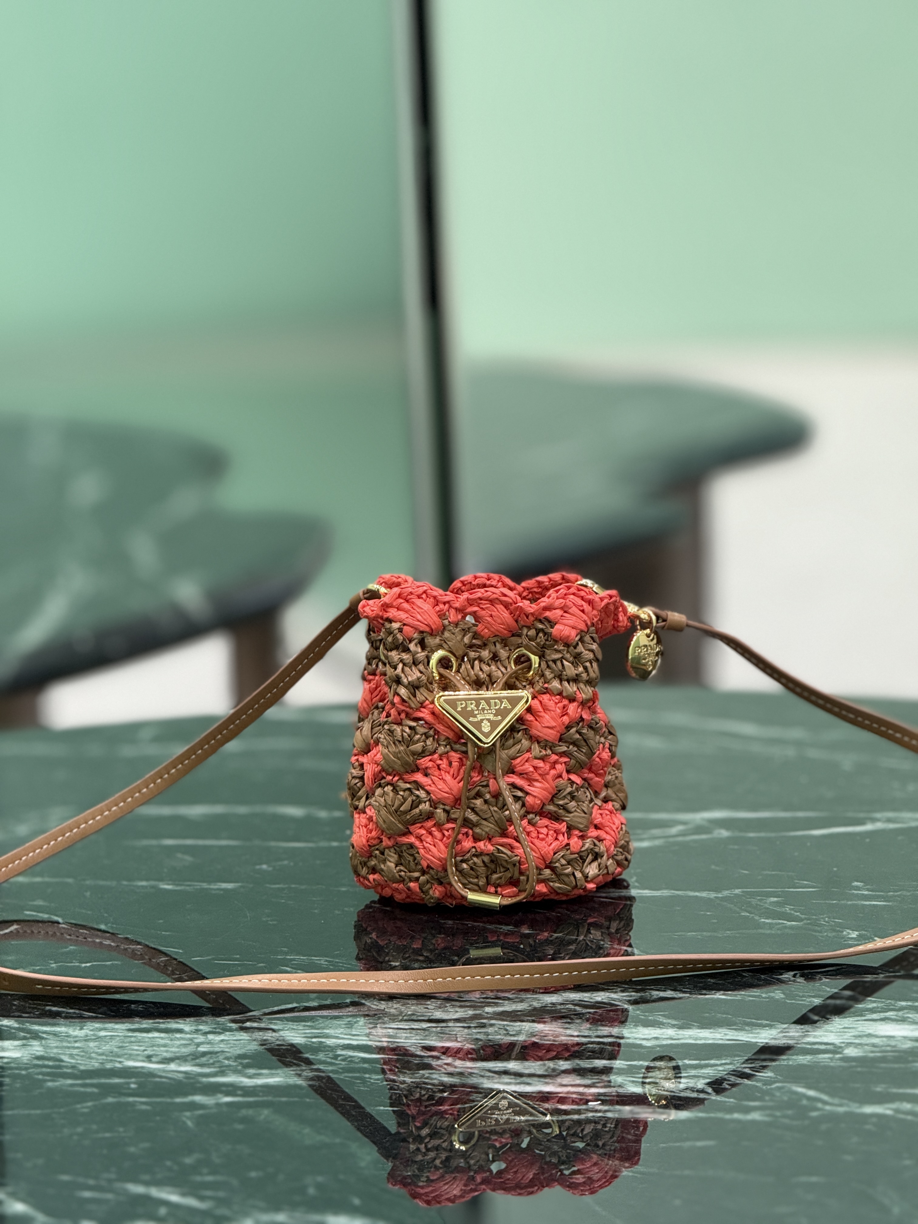 Prada Woven Mini Bucket Bag