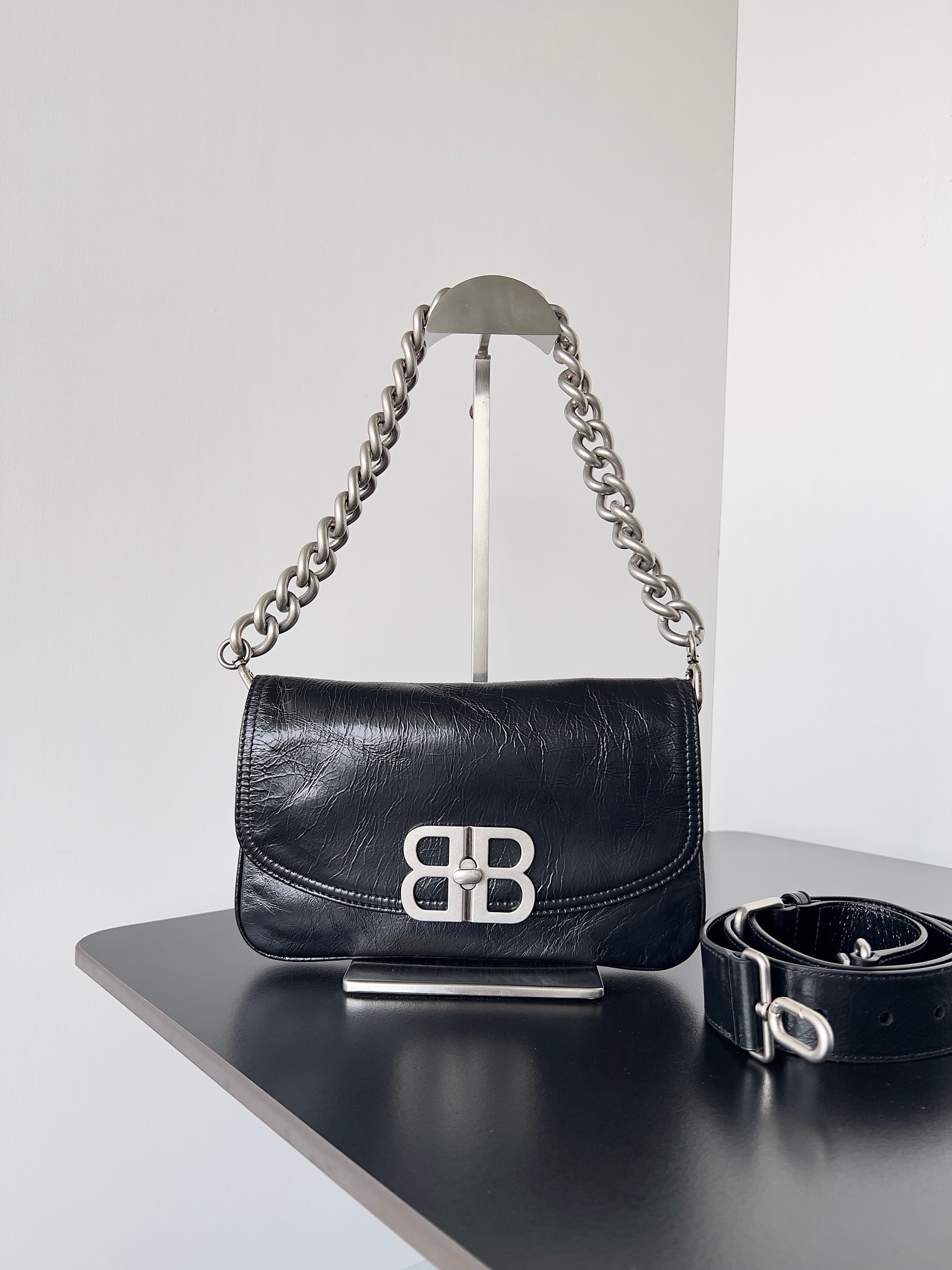 𝐁𝐚𝐥𝐞𝐧𝐜𝐢𝐚𝐠𝐚 bb soft shoulder bag-Sliver