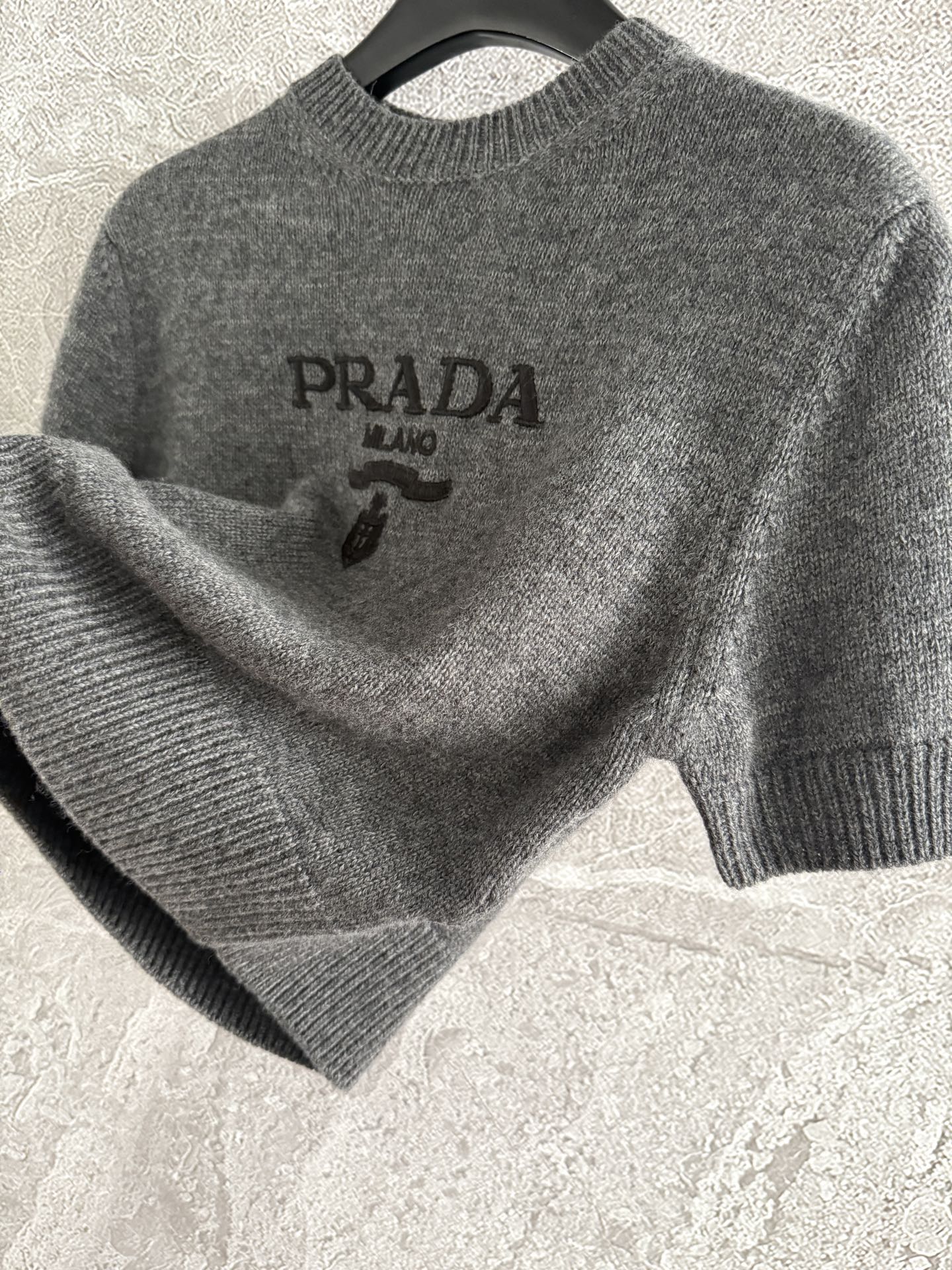PRADA Logo-Embroidered Cashmere-Blend Sweater