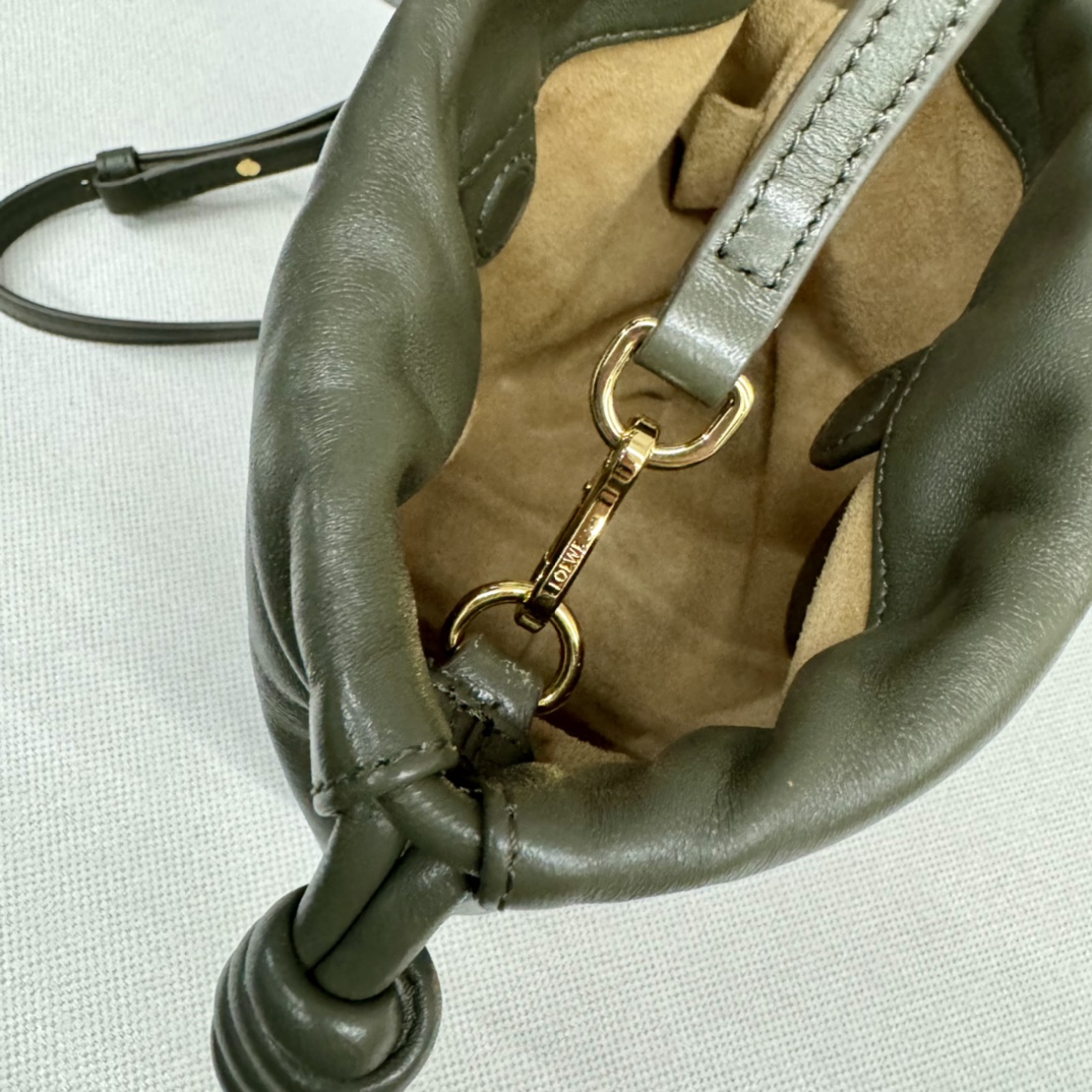 LOEWE-Mini Flamenco clutch in nappa calfskin-Khaki Green