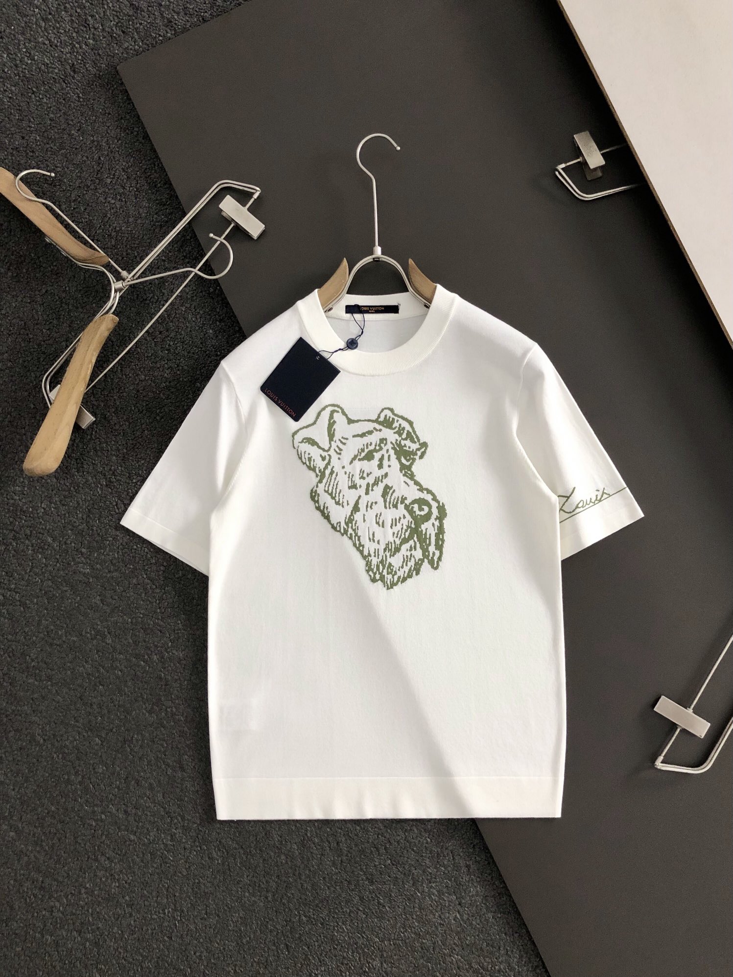 FEND Cuff letter round neck knitted wool short sleeve