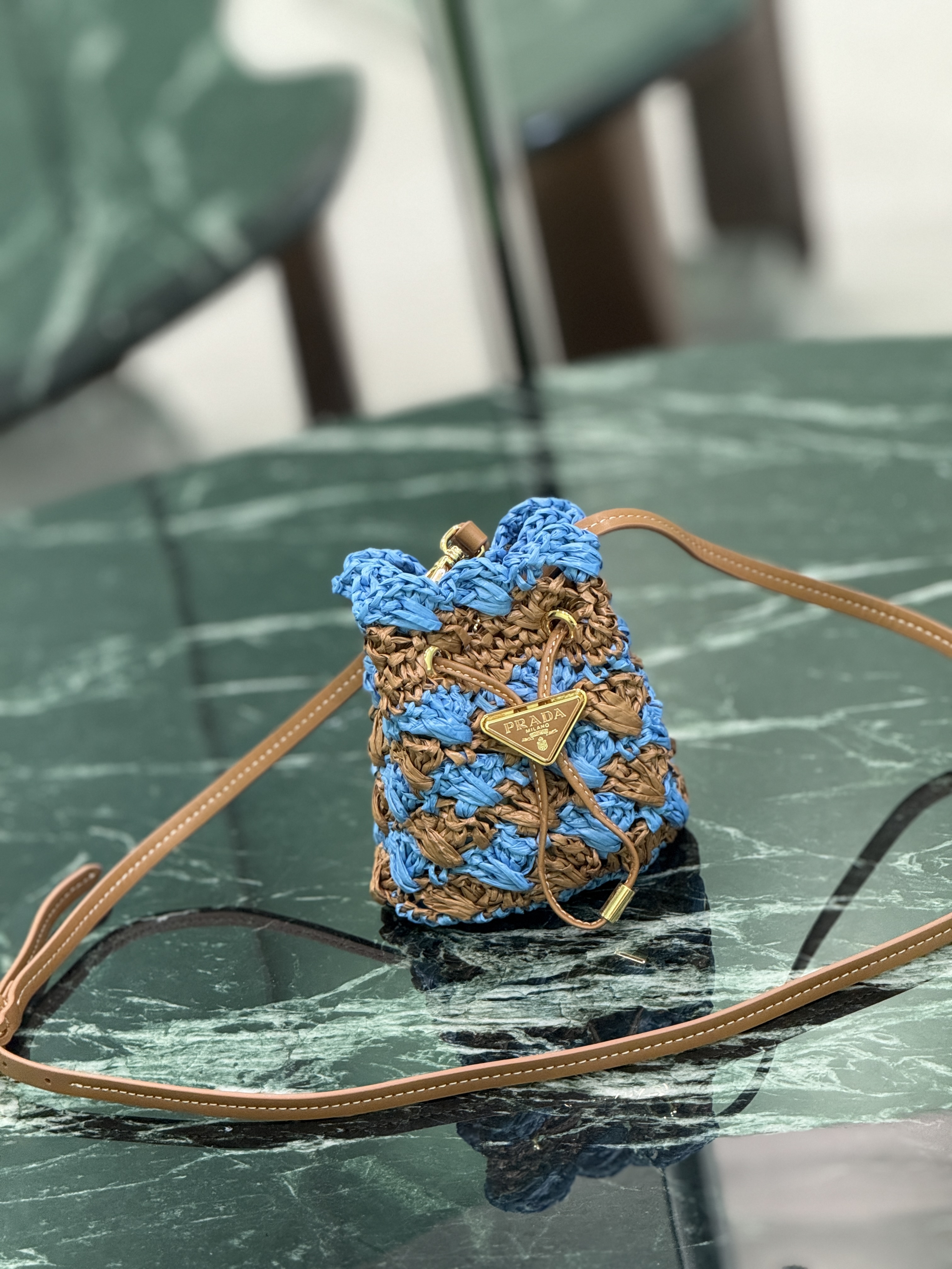 Prada Woven Mini Bucket Bag