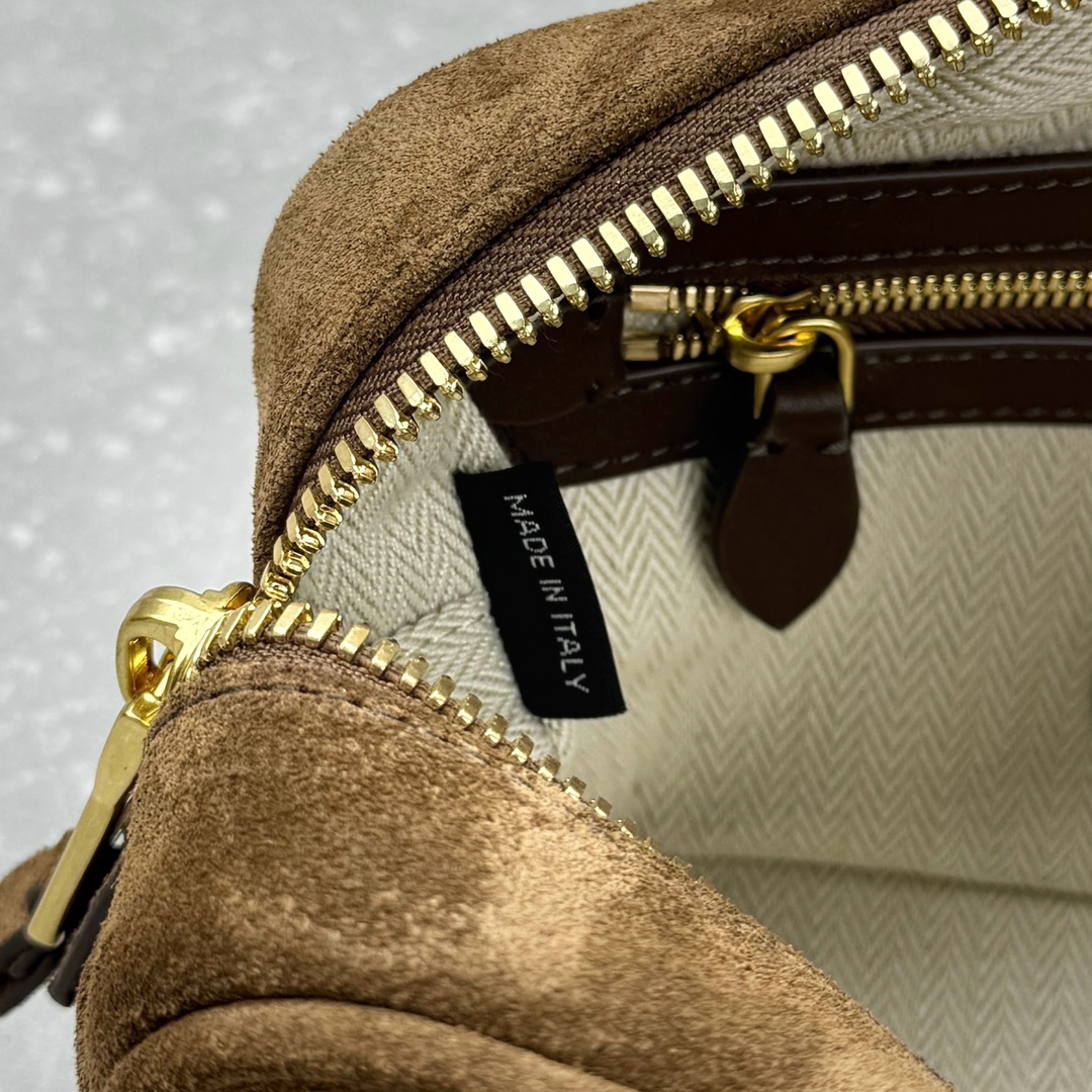 Arcadie padded suede handle bag-cocoa brown