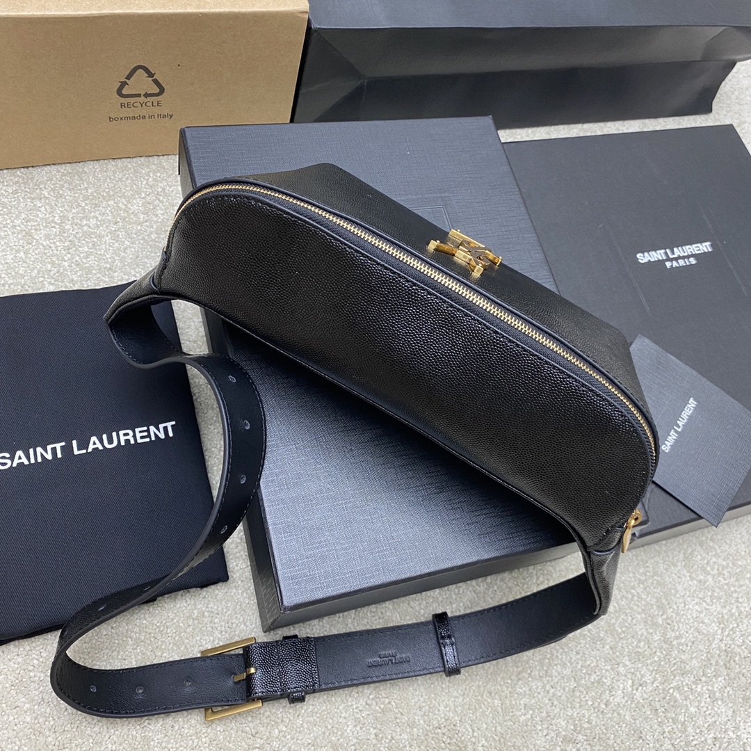 Black Pebble Texture/Gold (Waist Bag)