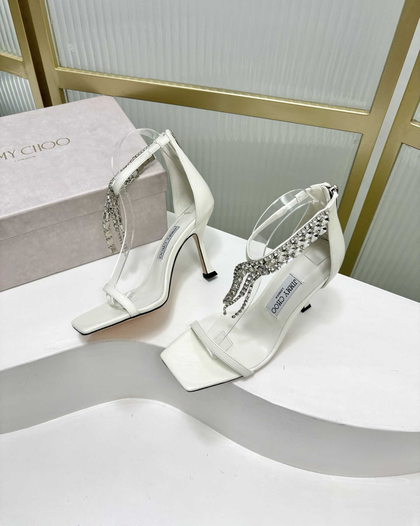 Jimmy Choo JC25 Crystal Fringe Heeled Sandals